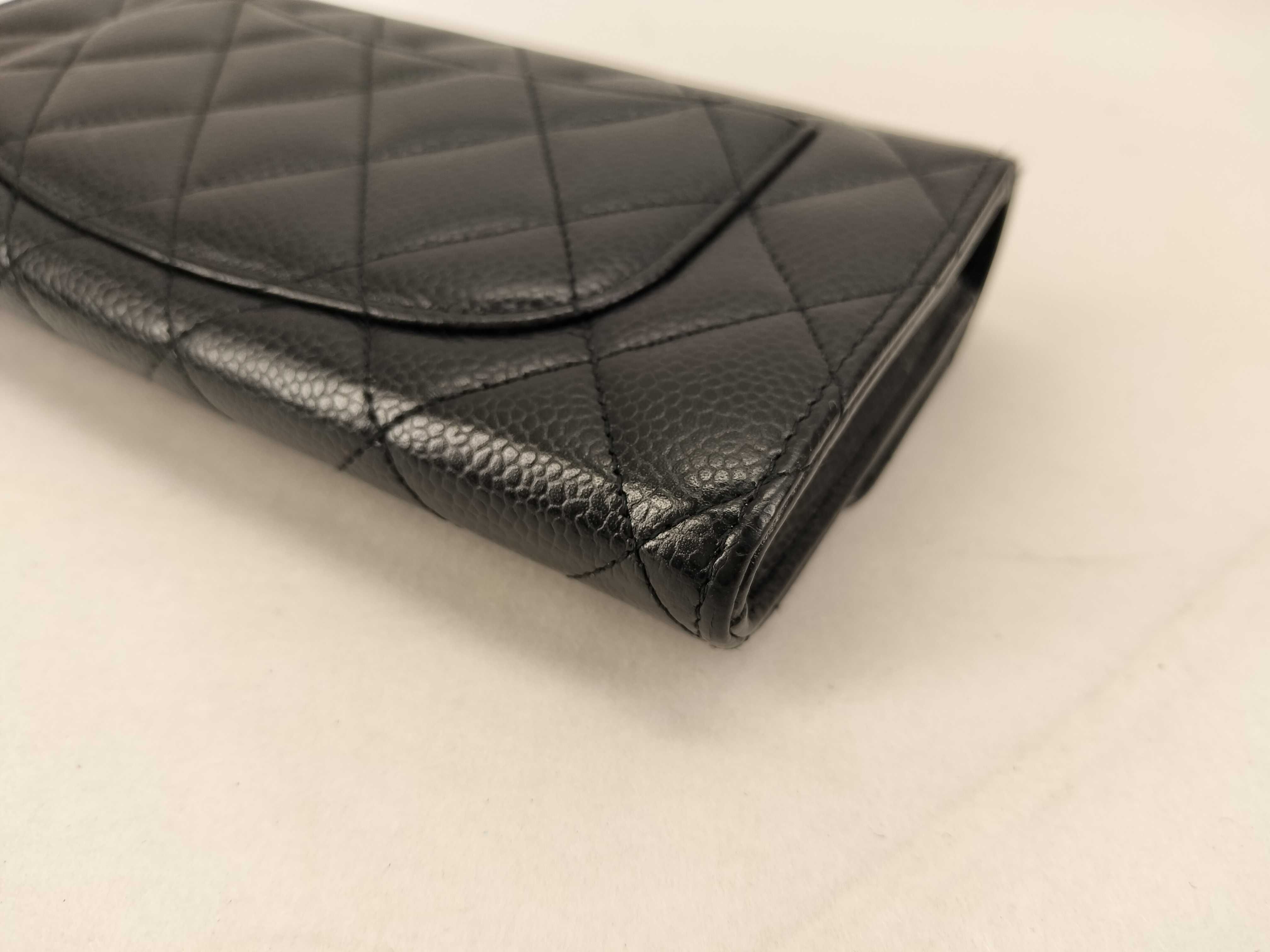 Caviar Skin Coco Mark Matelassé Long Wallet with Silver Hardware — view 5