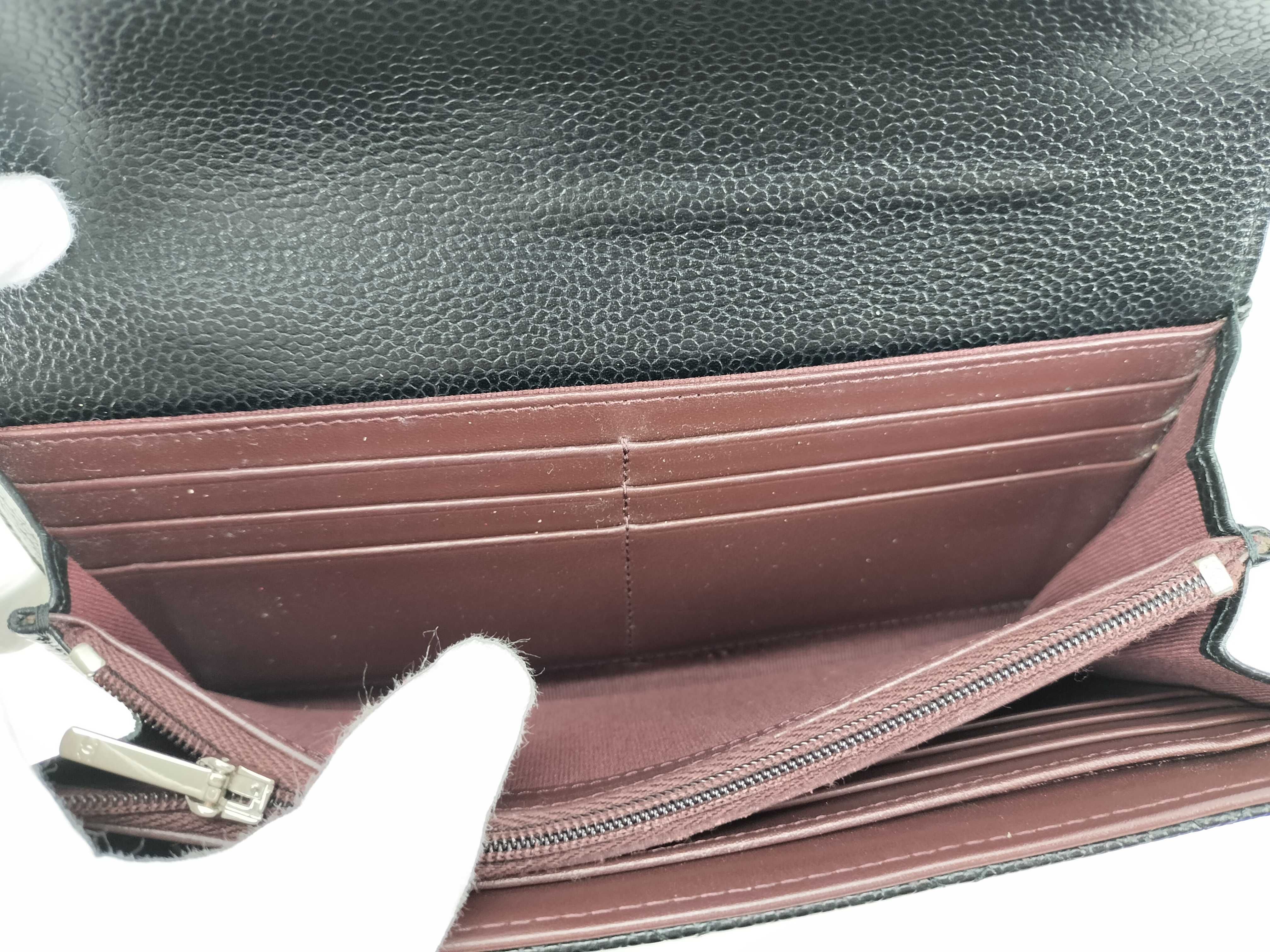 Caviar Skin Coco Mark Matelassé Long Wallet with Silver Hardware — view 9