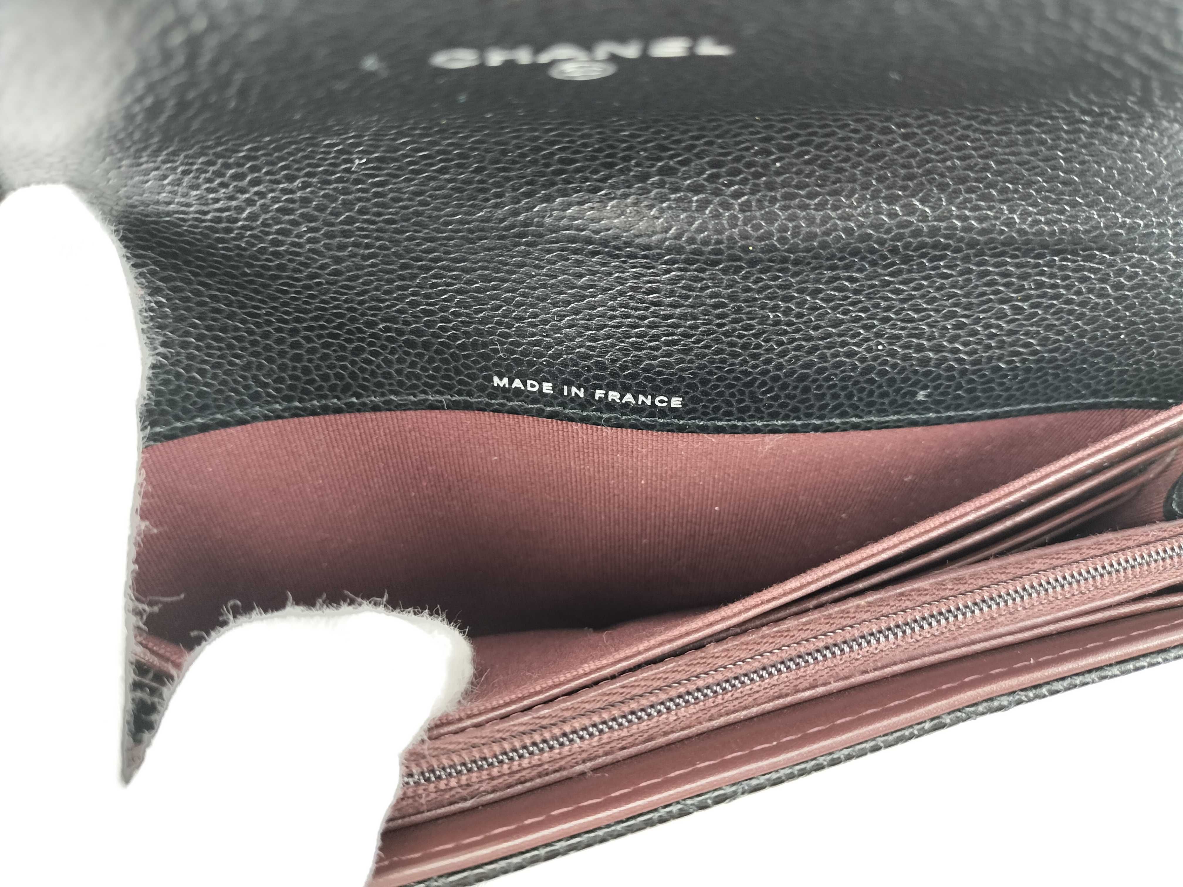 Caviar Skin Coco Mark Matelassé Long Wallet with Silver Hardware — view 10