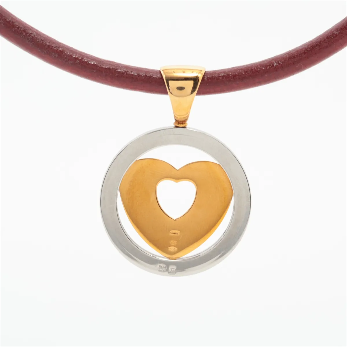 Tondo Heart Necklace 750(YG)×SS Total 26.2g — view 2