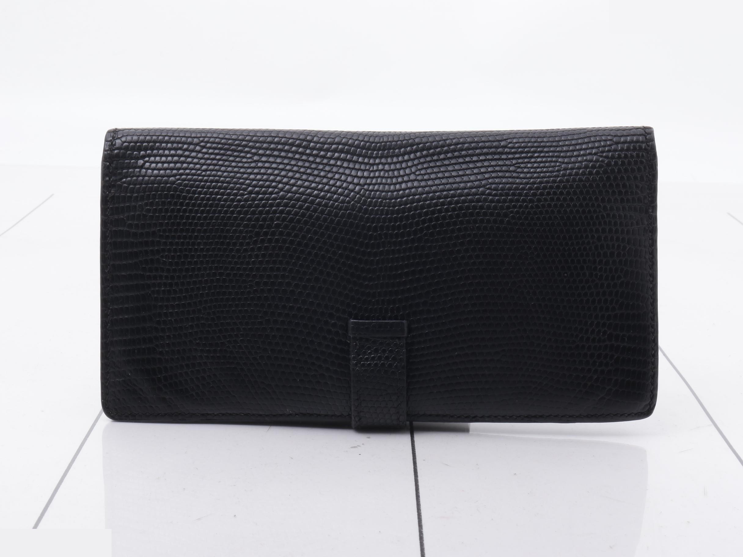 Bearn bag, lizard-embossed leather, black, gold hardware, B — view 2