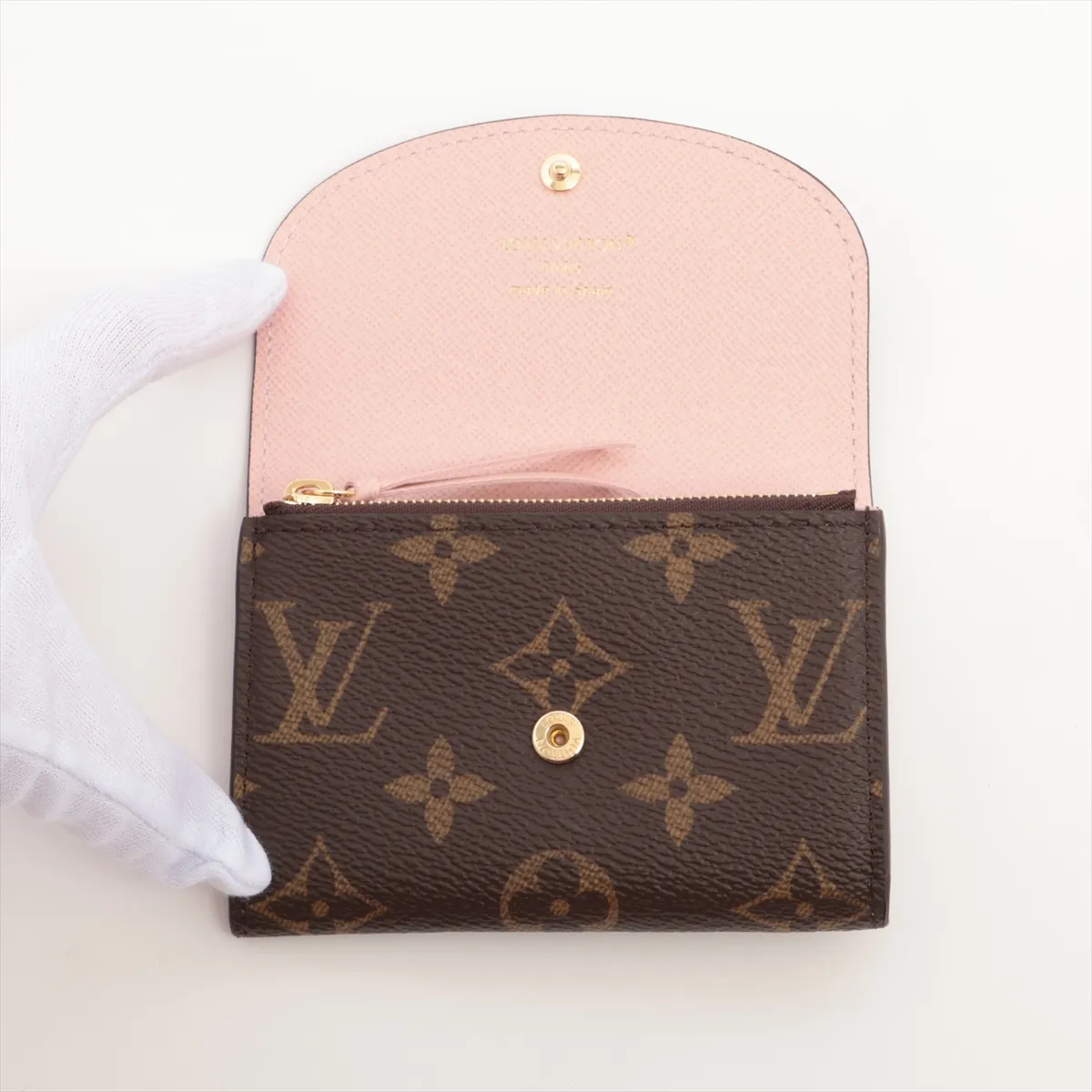 Monogram Portemonnaie Rosalie M62361 Rose Ballerine Coin Case (RFID detected) — view 3