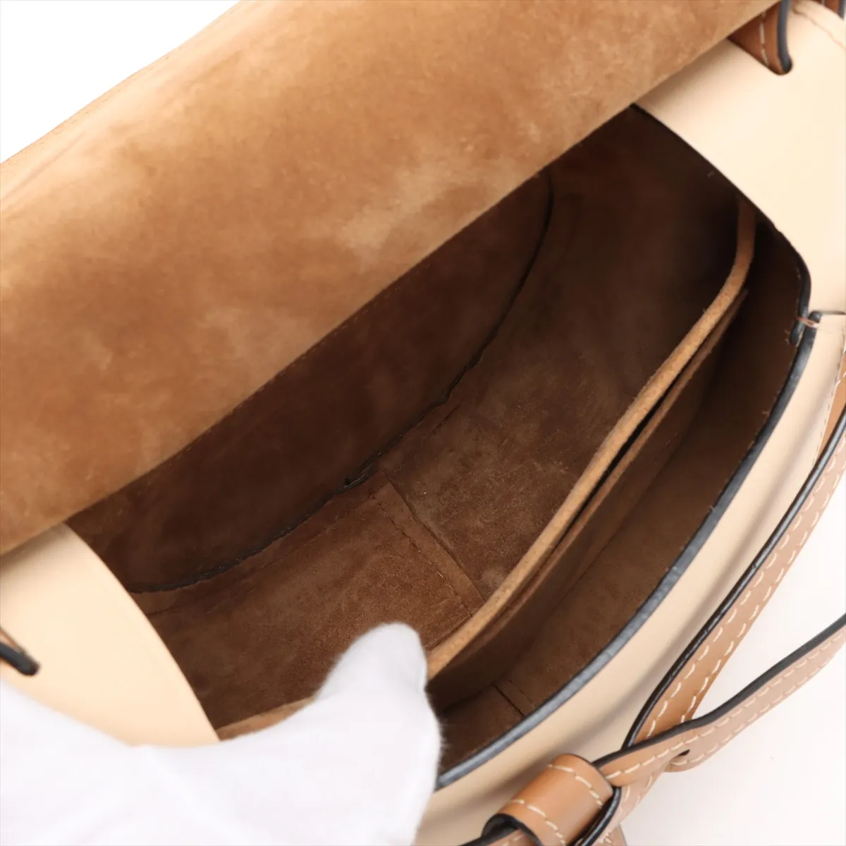 Gate Bag Small Leather Shoulder Bag Beige — view 7