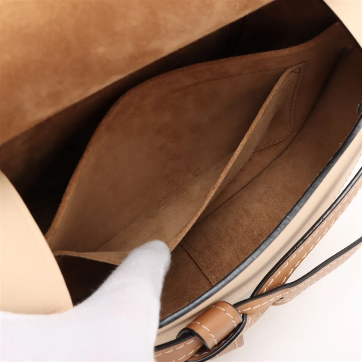 Gate Bag Small Leather Shoulder Bag Beige — view 8