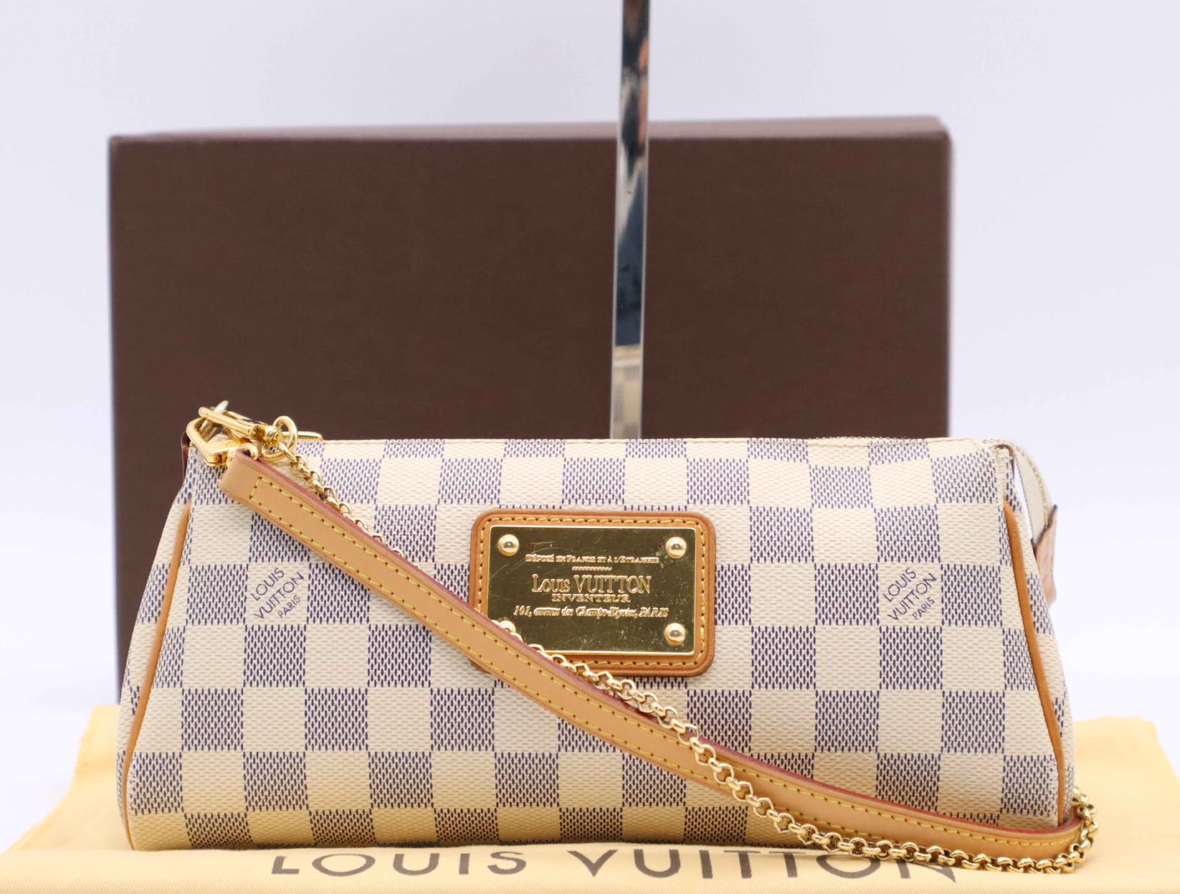 N55214 Azur Eva Shoulder Bag with Shoulder Strap, Dust Bag, and Box