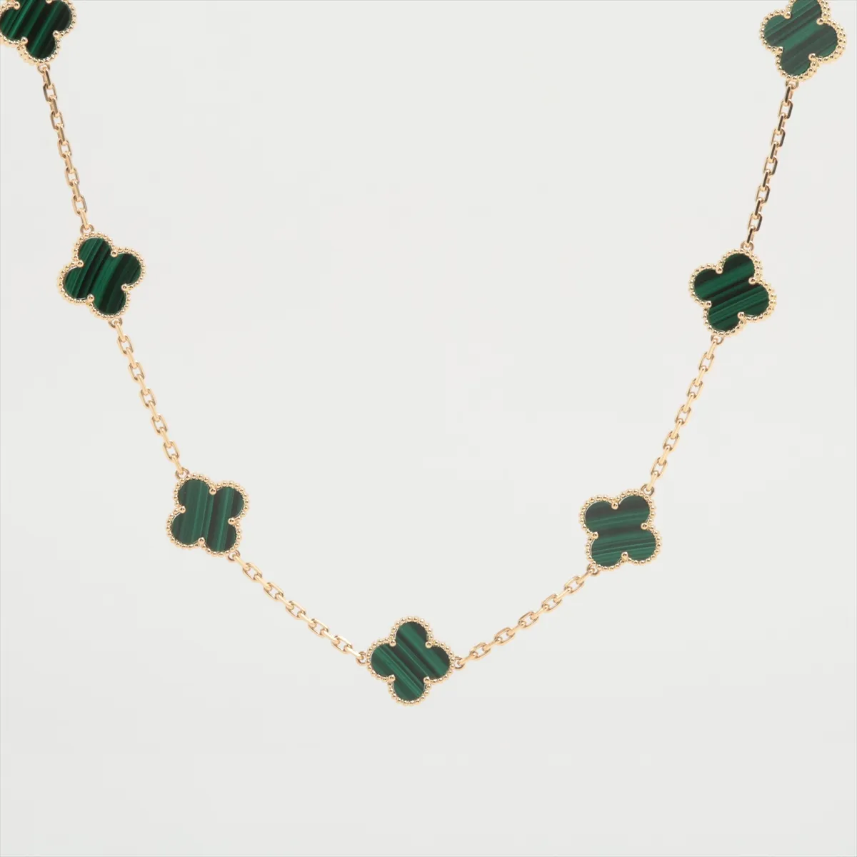 Vintage Alhambra 10P Malachite Necklace 750(YG) 26.7g JE435426 Stone