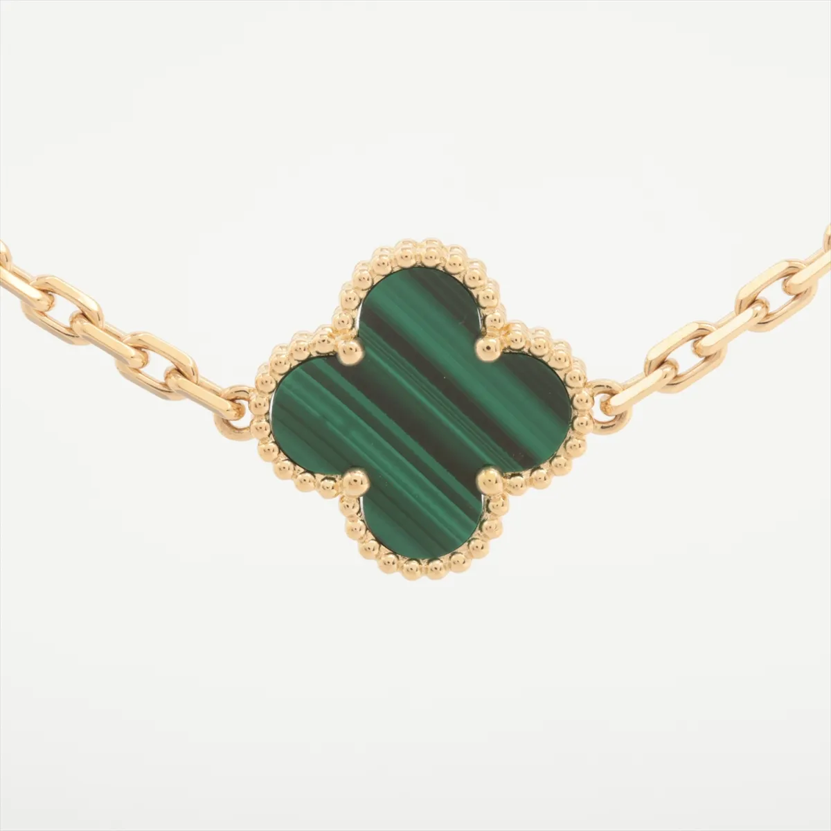 Vintage Alhambra 10P Malachite Necklace 750(YG) 26.7g JE435426 Stone — view 2