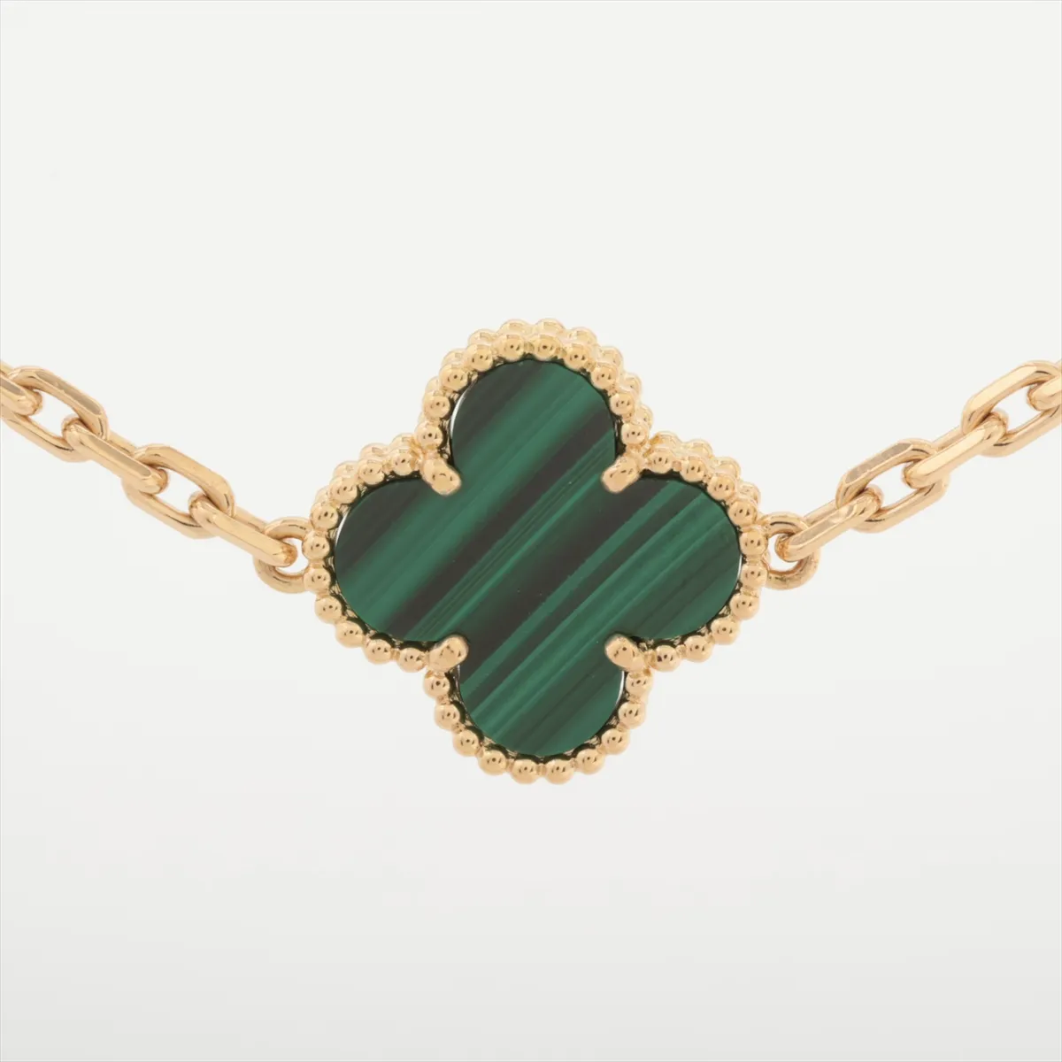 Vintage Alhambra 10P Malachite Necklace 750(YG) 26.7g JE435426 Stone — view 3