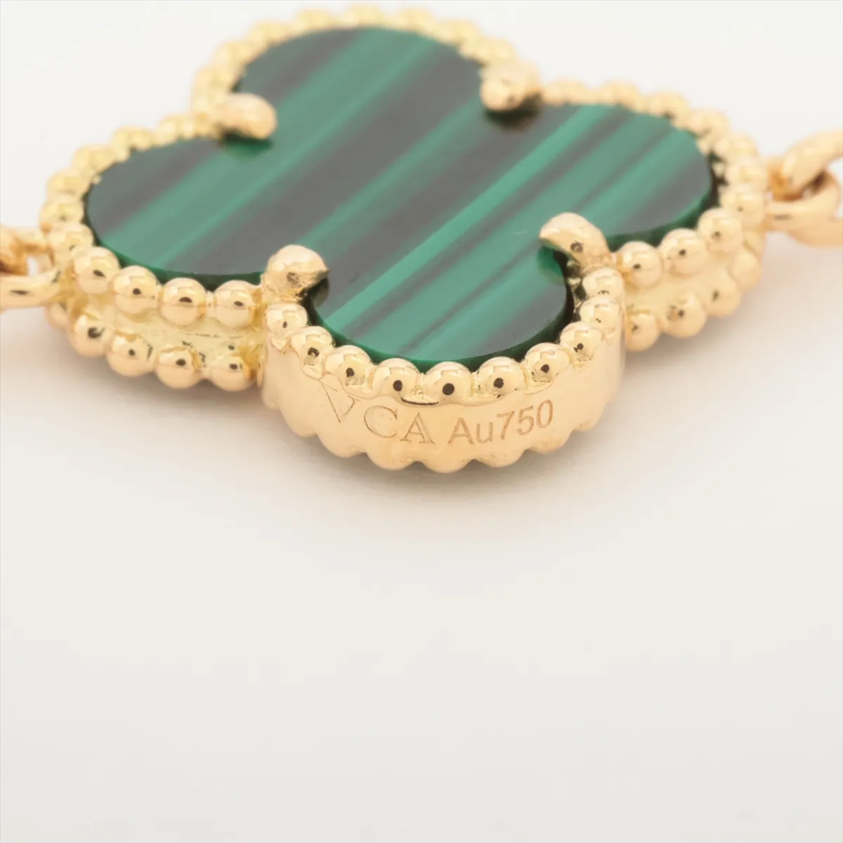 Vintage Alhambra 10P Malachite Necklace 750(YG) 26.7g JE435426 Stone — view 5