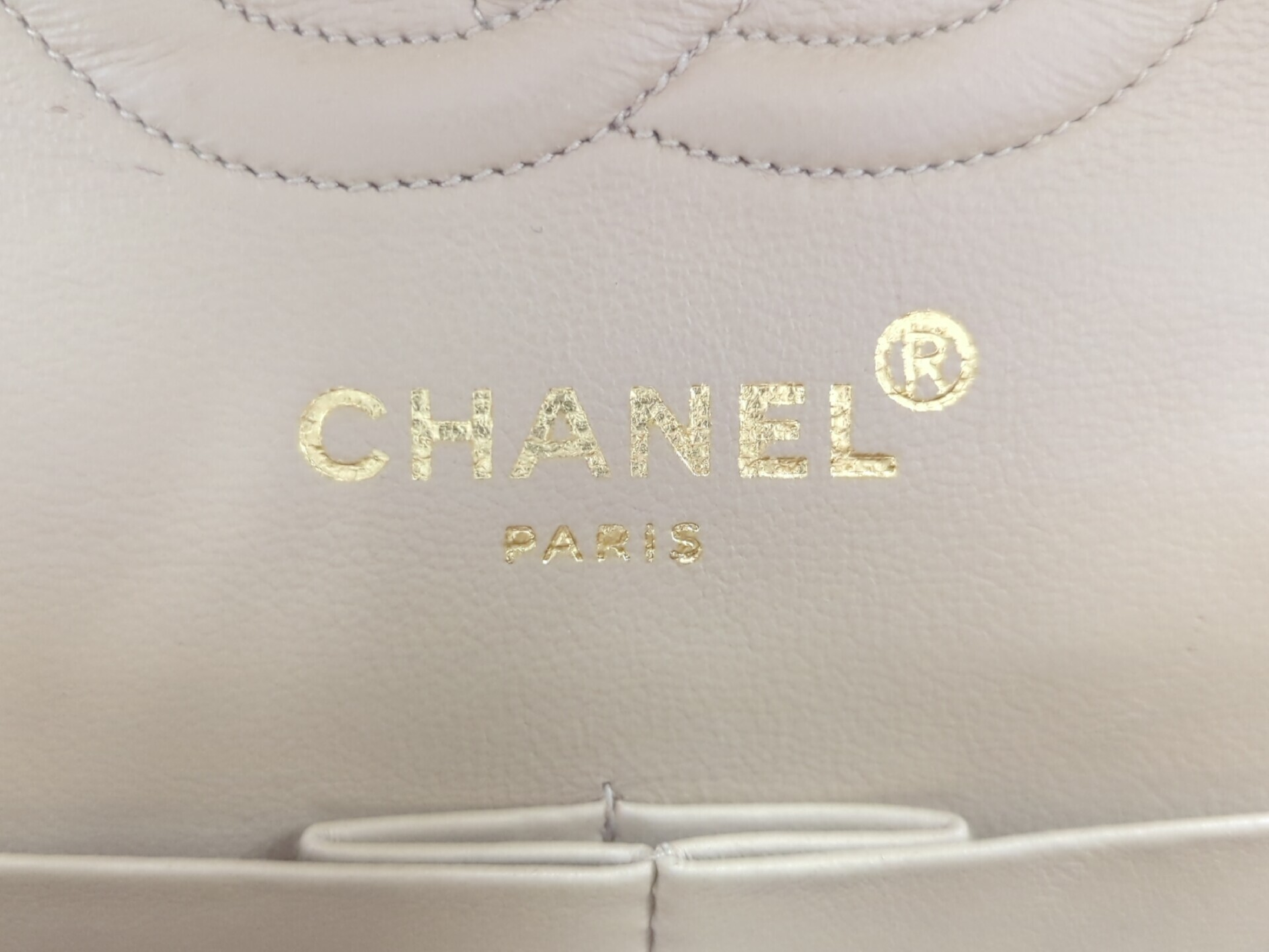 Lambskin Paris Limited Edition Double Flap Beige Shoulder Bag — view 12