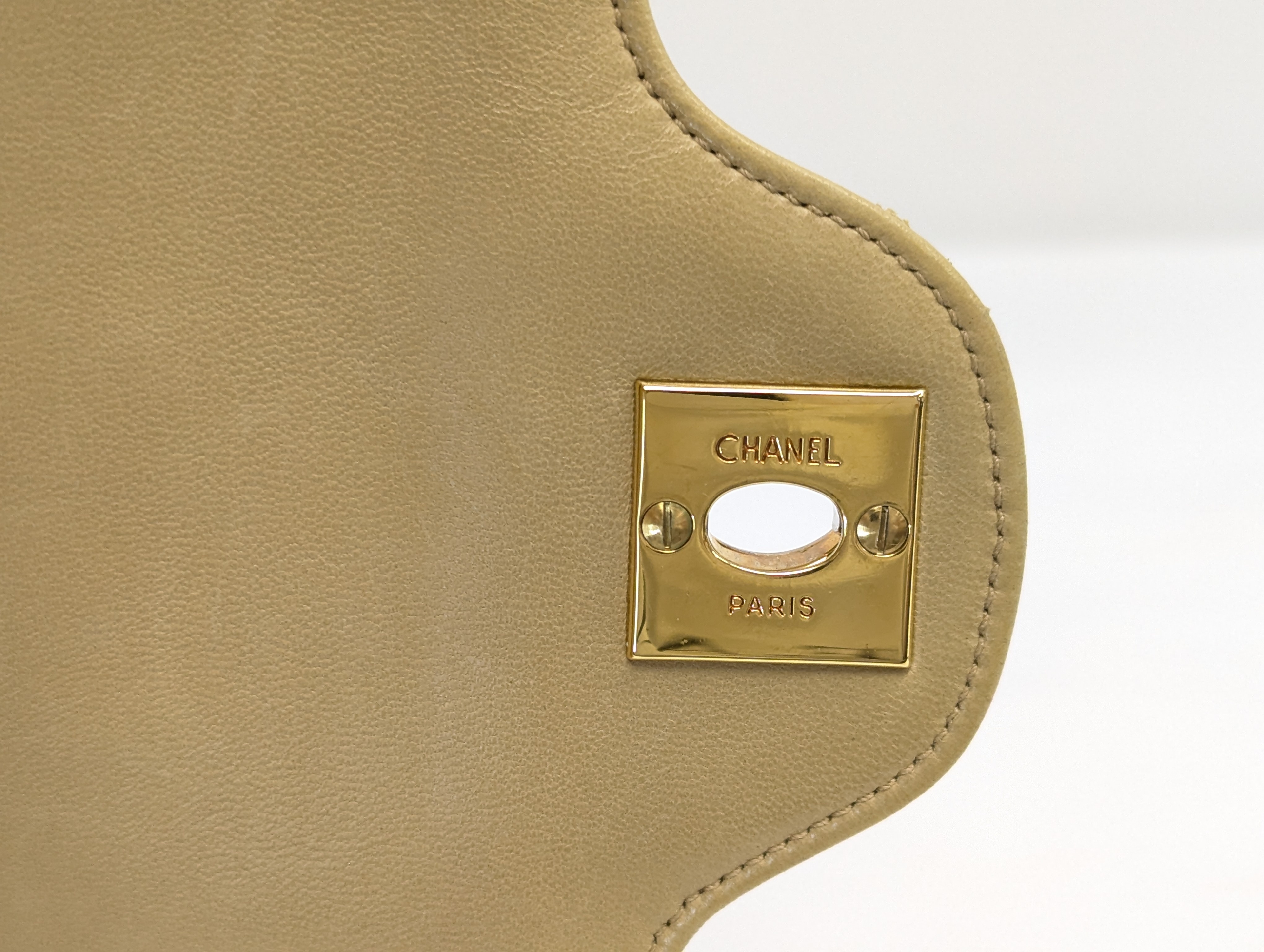 Lambskin Paris Limited Edition Double Flap Beige Shoulder Bag — view 13
