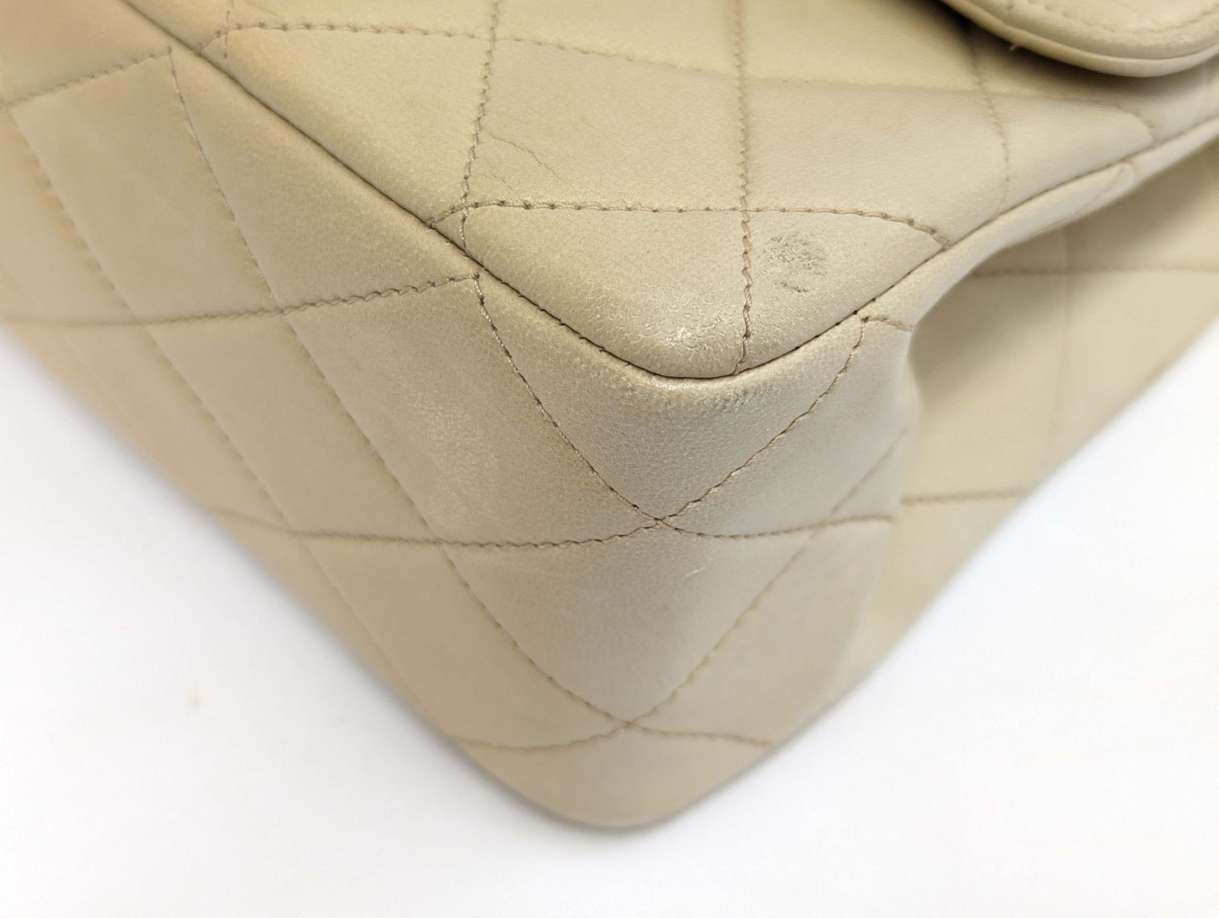 Lambskin Paris Limited Edition Double Flap Beige Shoulder Bag — view 3