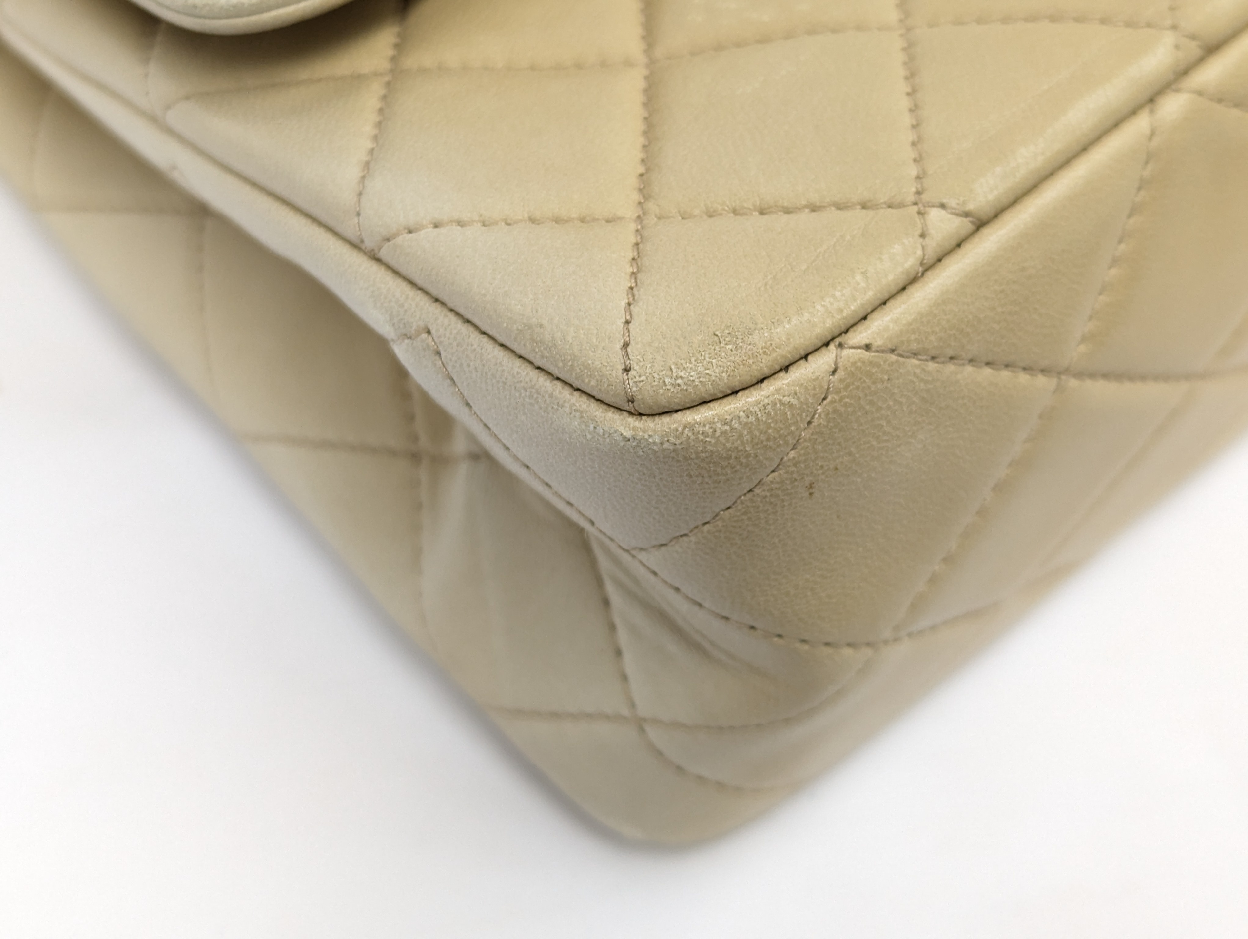 Lambskin Paris Limited Edition Double Flap Beige Shoulder Bag — view 4