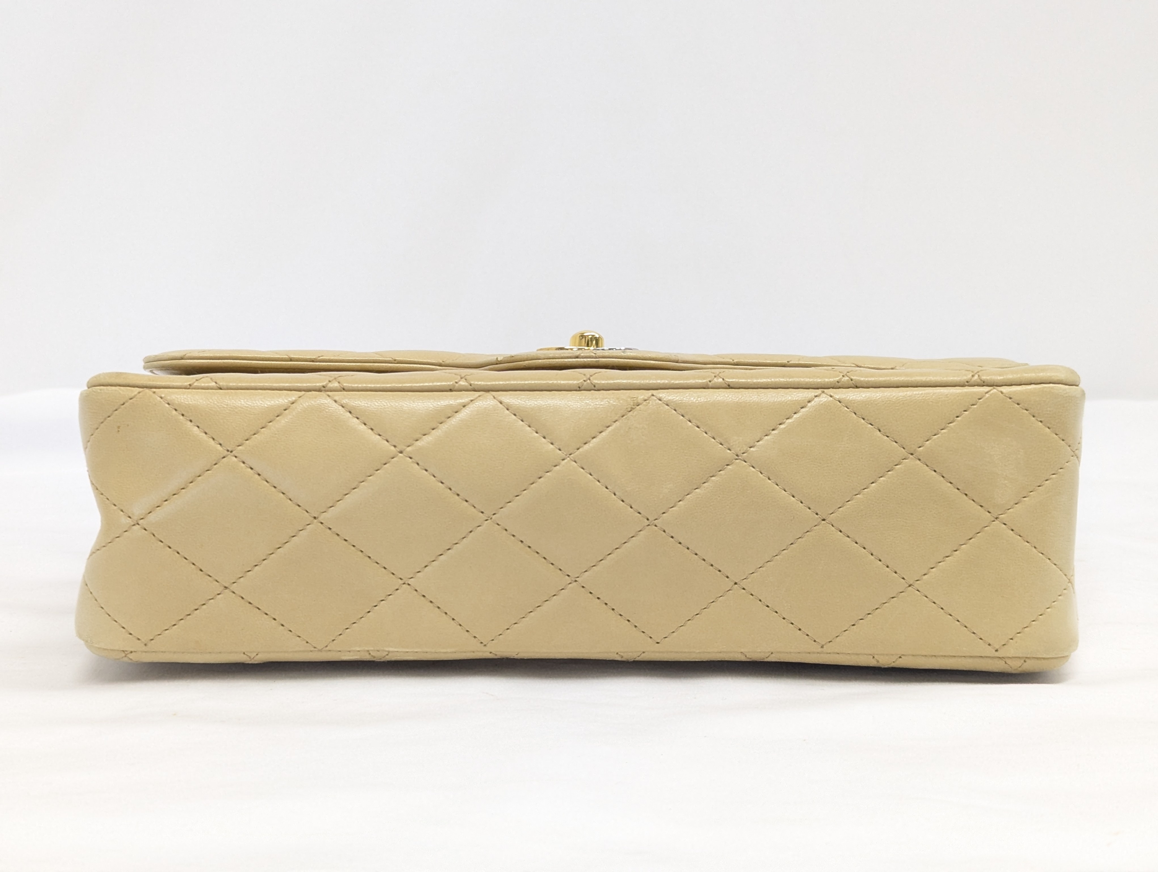 Lambskin Paris Limited Edition Double Flap Beige Shoulder Bag — view 5