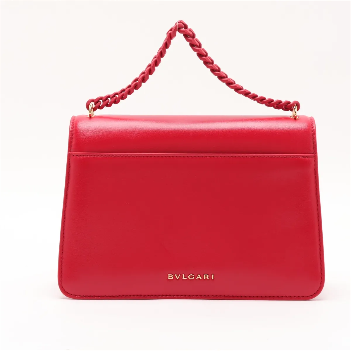 Serpenti Leather 2-Way Handbag, Red, with Mirror — view 2