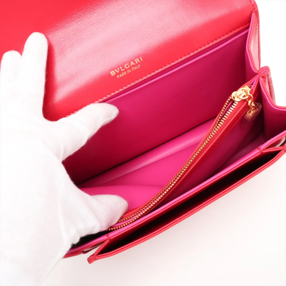 Serpenti Leather 2-Way Handbag, Red, with Mirror — view 11
