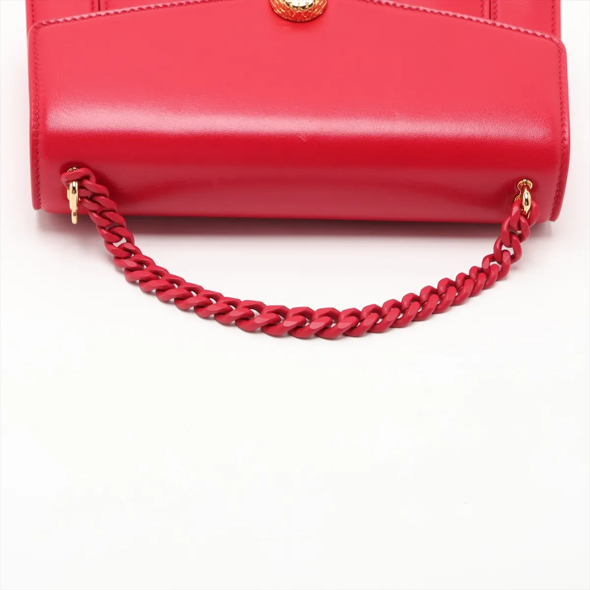 Serpenti Leather 2-Way Handbag, Red, with Mirror — view 5