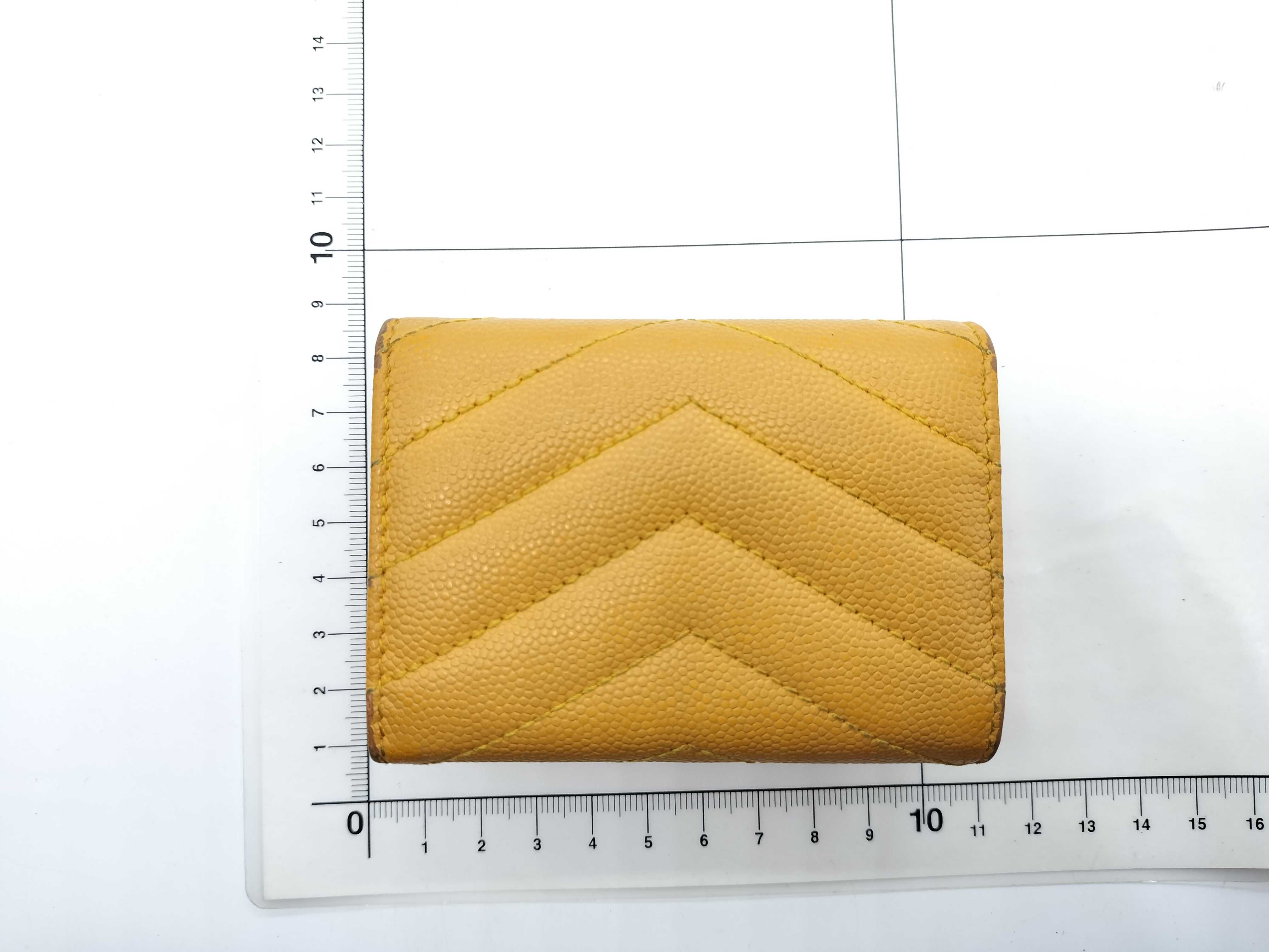 Caviar Leather YSL Logo Tri-fold Compact Wallet — view 2
