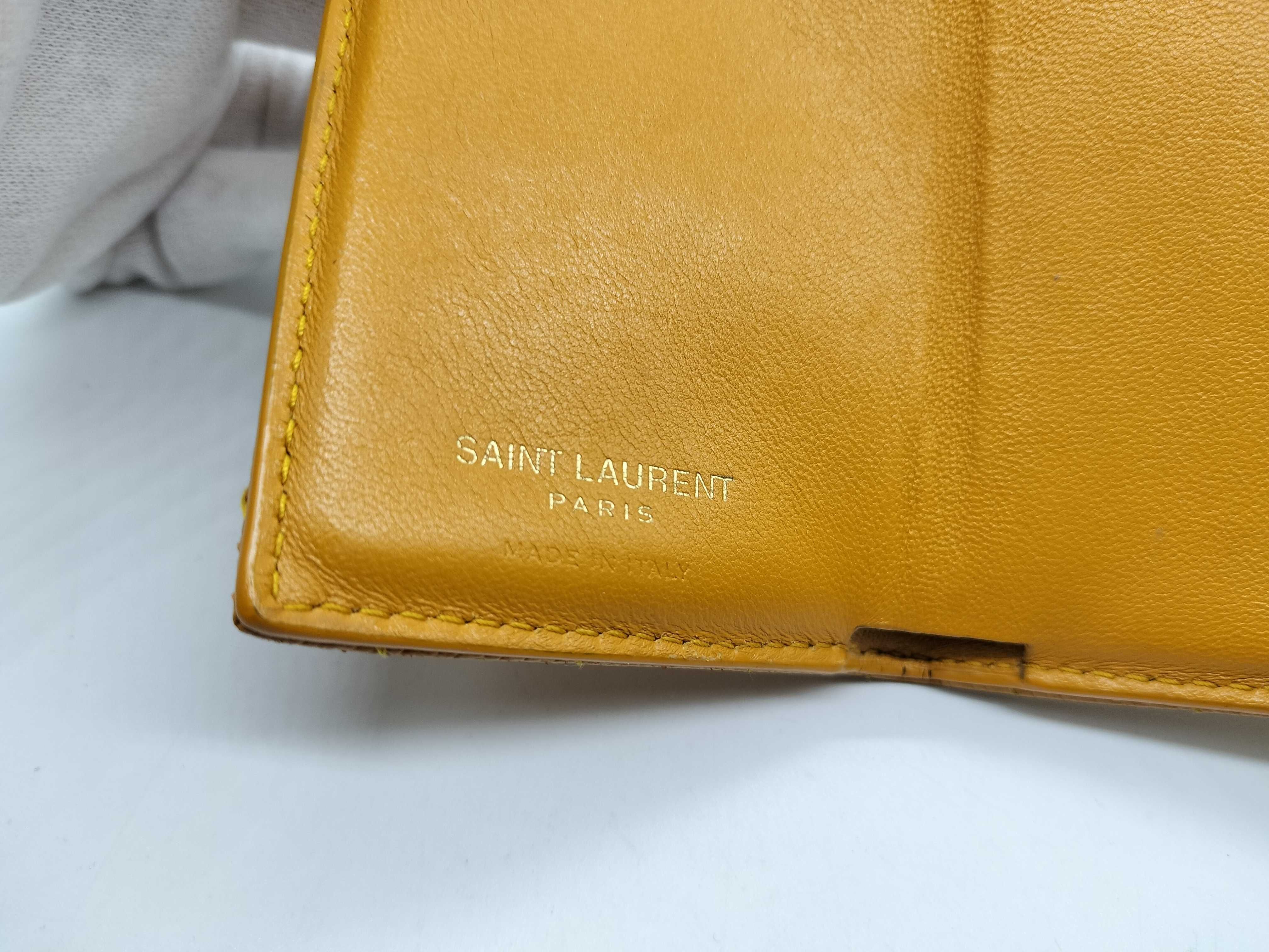 Caviar Leather YSL Logo Tri-fold Compact Wallet — view 15