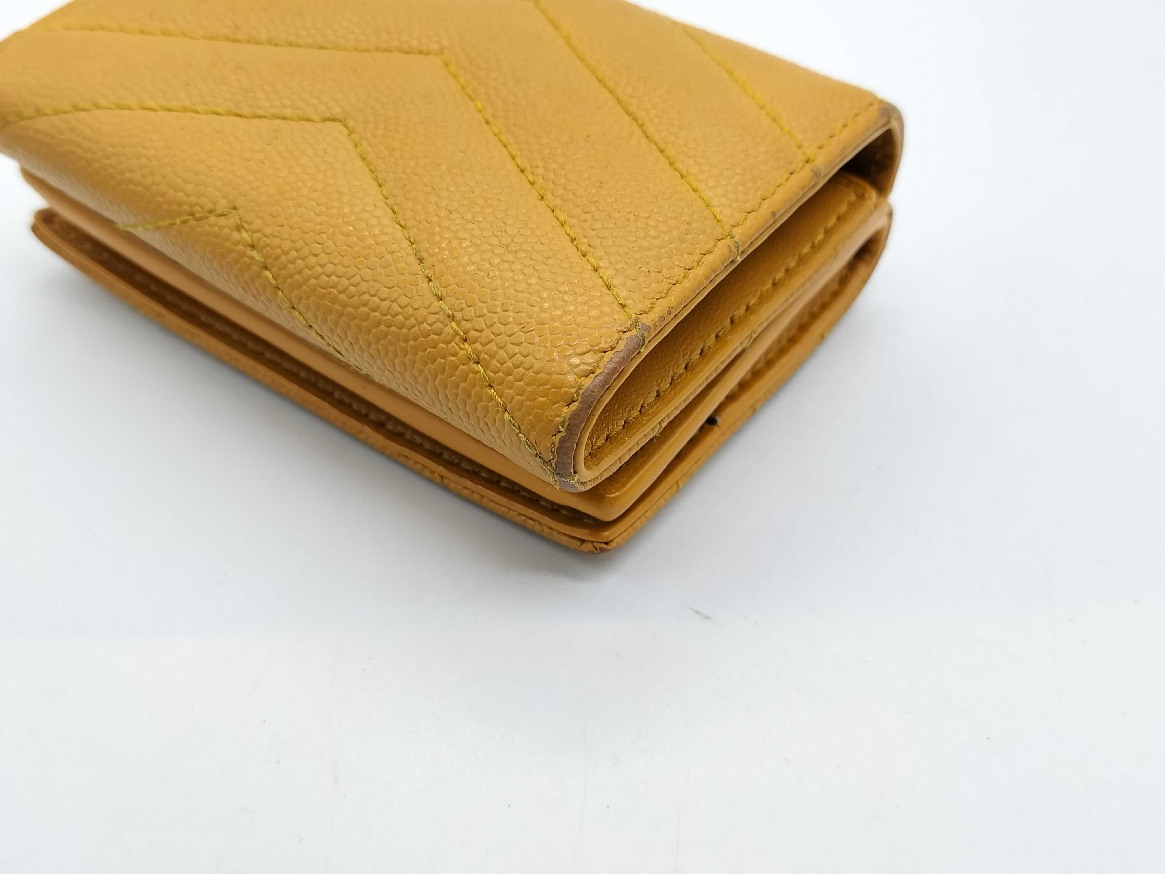 Caviar Leather YSL Logo Tri-fold Compact Wallet — view 5