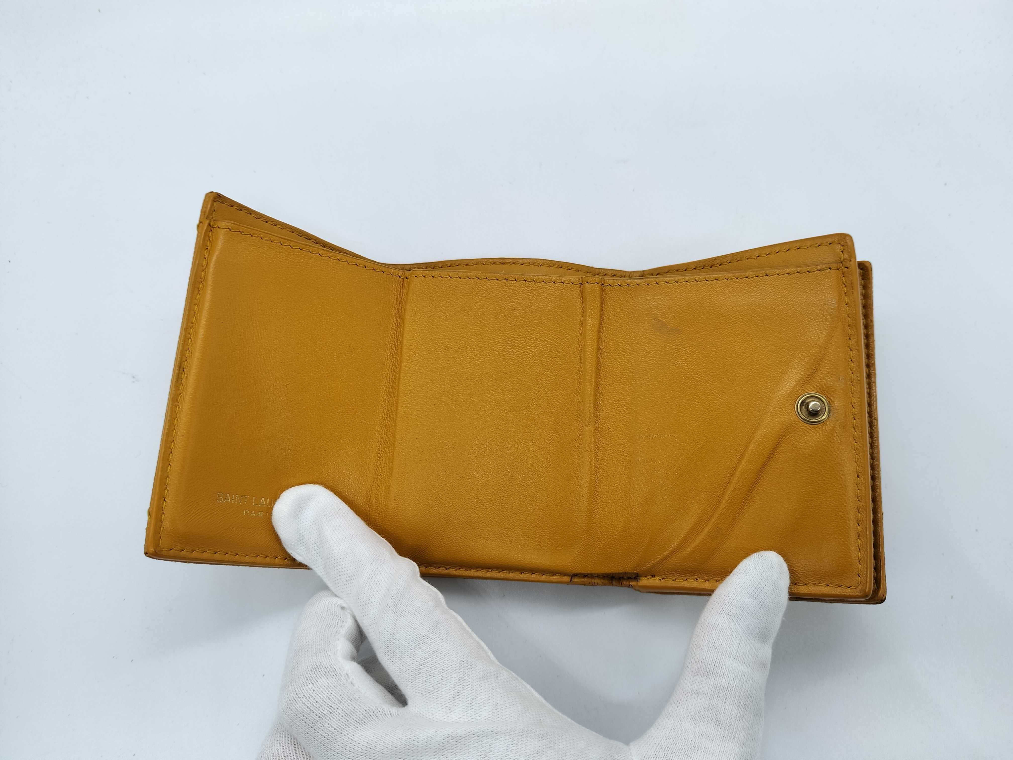 Caviar Leather YSL Logo Tri-fold Compact Wallet — view 7