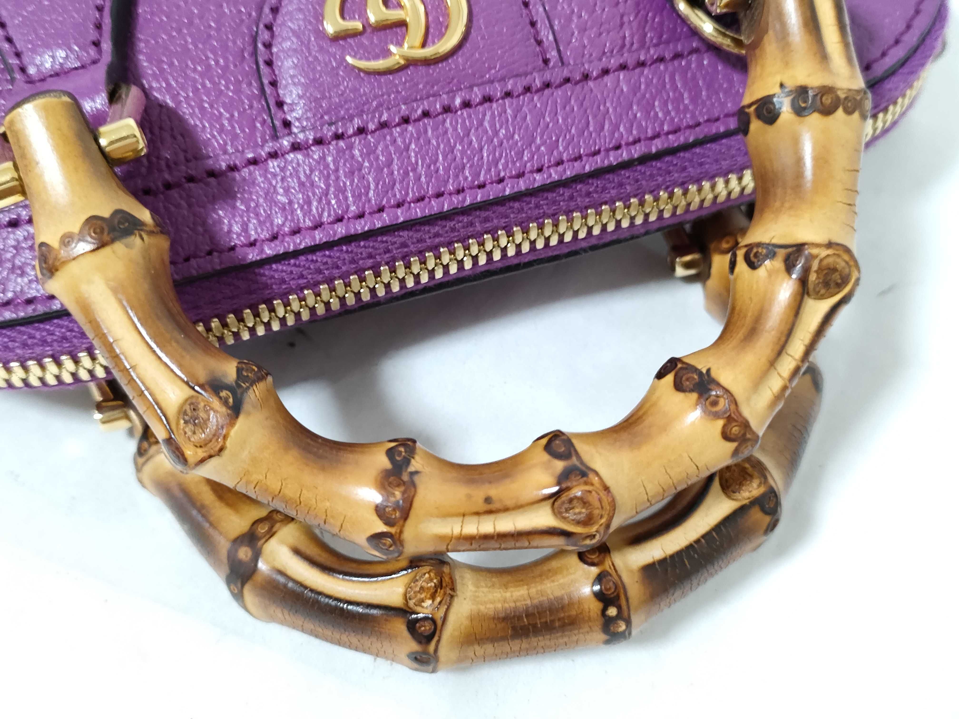 Bamboo 2-way handbag in purple with strap. — view 3
