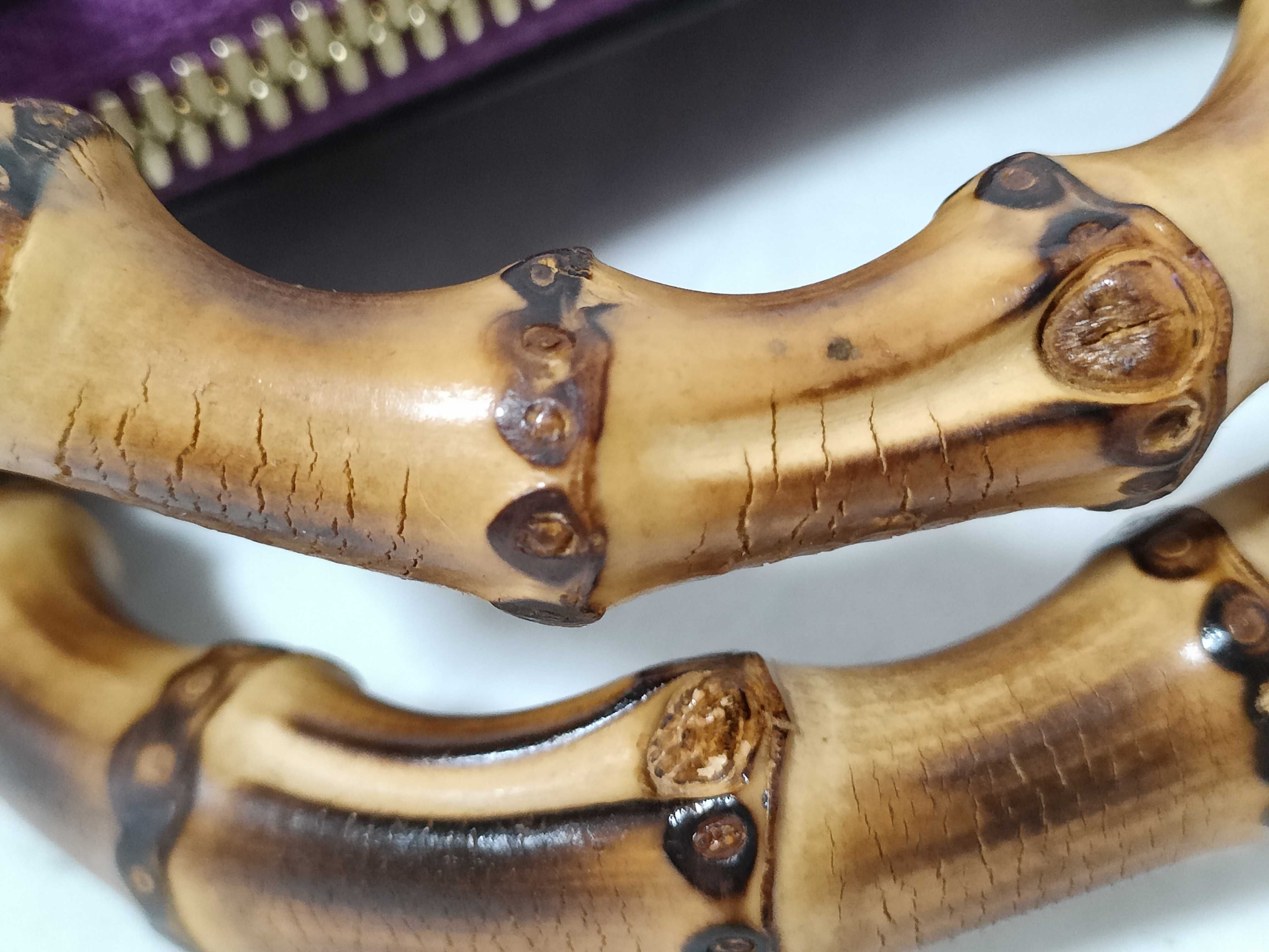 Bamboo 2-way handbag in purple with strap. — view 4