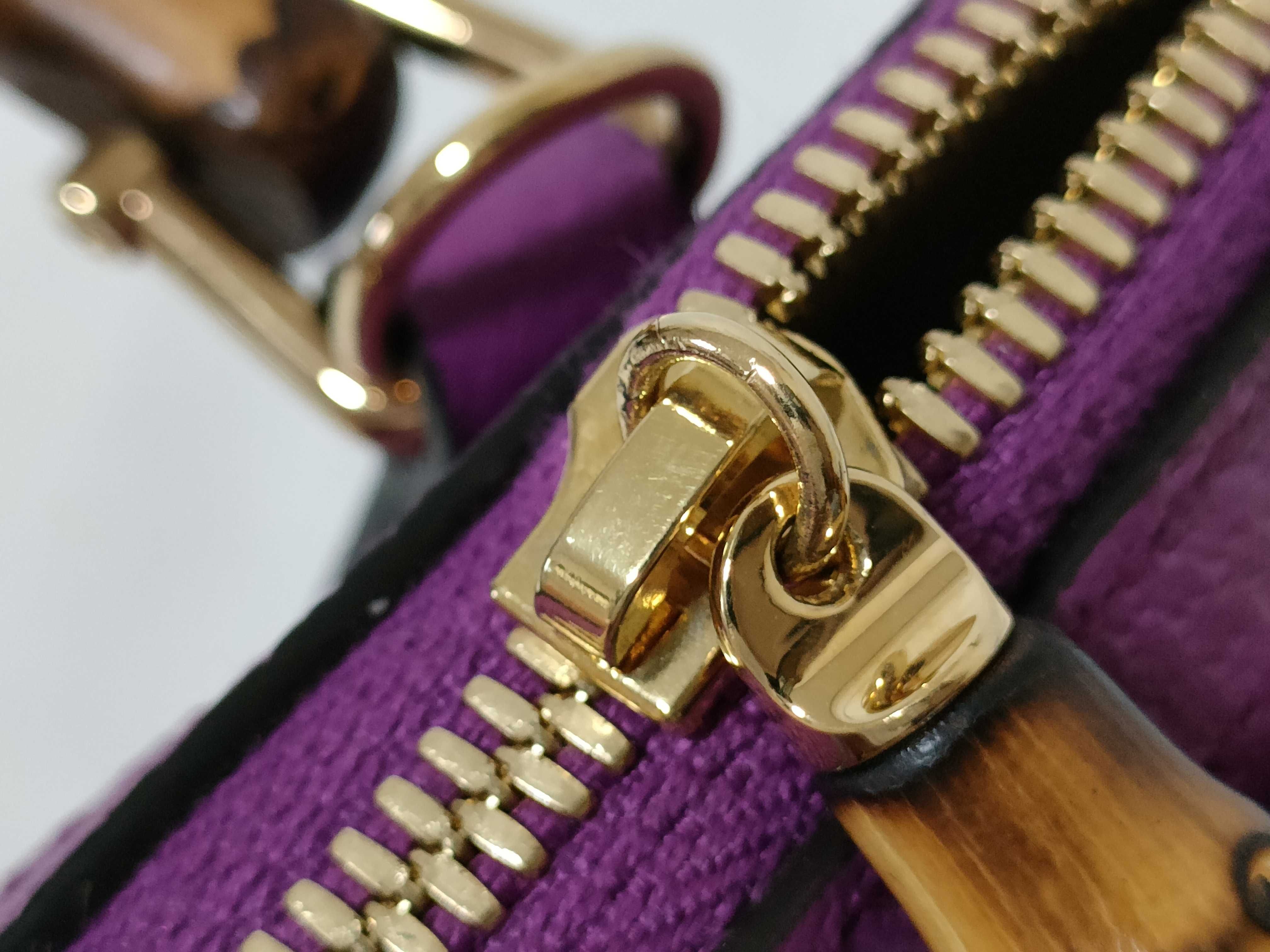 Bamboo 2-way handbag in purple with strap. — view 9