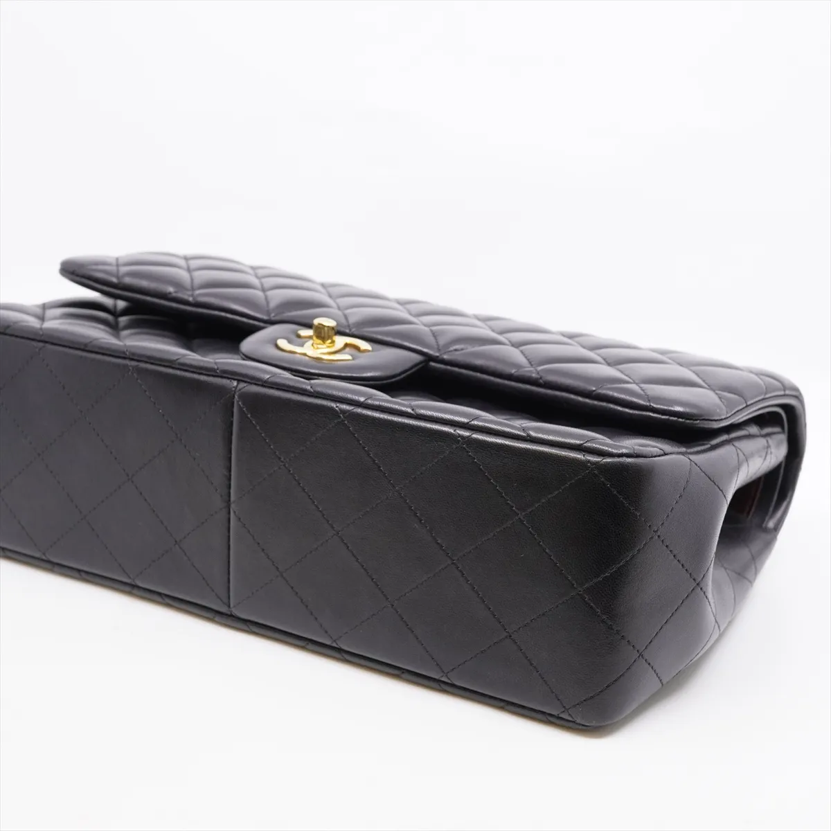 Large Matelassé 30 Lambskin Double Flap Double Chain Tote Bag, Black with Gold Hardware, 1686020, Dust Bag Included. — view 3