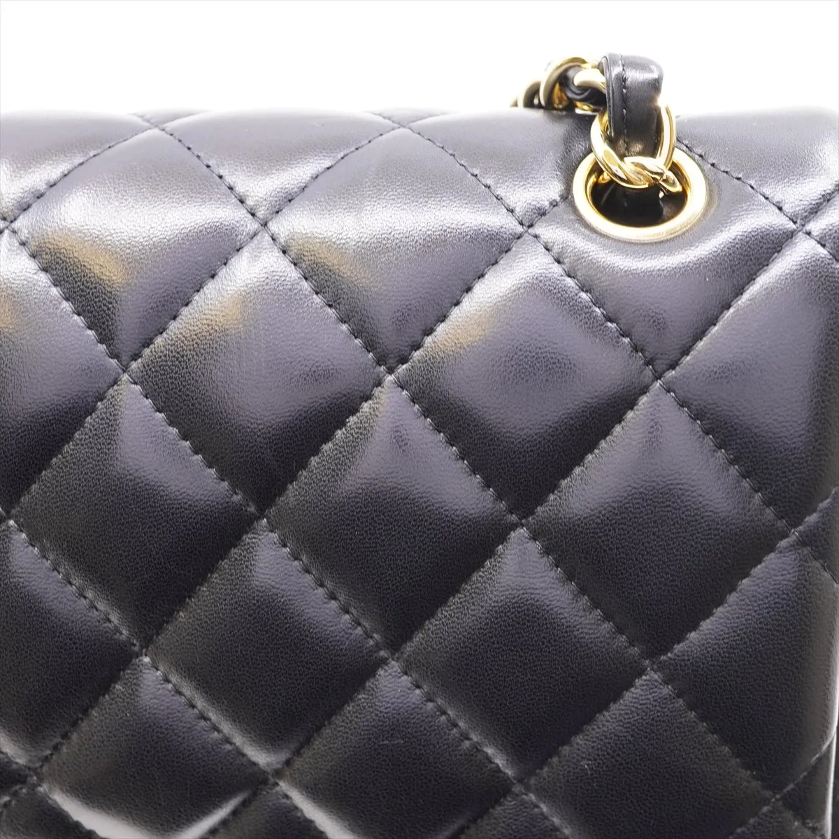Large Matelassé 30 Lambskin Double Flap Double Chain Tote Bag, Black with Gold Hardware, 1686020, Dust Bag Included. — view 9
