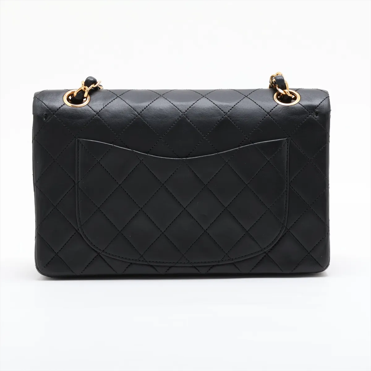 Matelassé 23 Small Lambskin Double Flap Double Chain Bag, Black with Gold Hardware, 0680837 (Serial Number 0-series), No Zipper Pull, A01113 — view 2