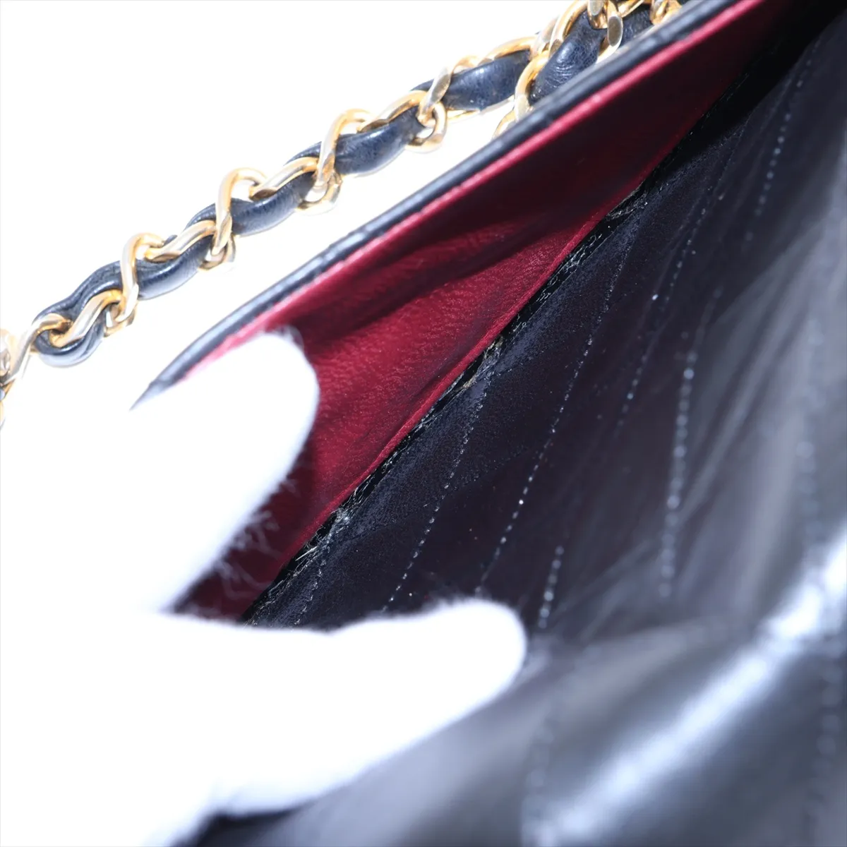 Matelassé 23 Small Lambskin Double Flap Double Chain Bag, Black with Gold Hardware, 0680837 (Serial Number 0-series), No Zipper Pull, A01113 — view 12