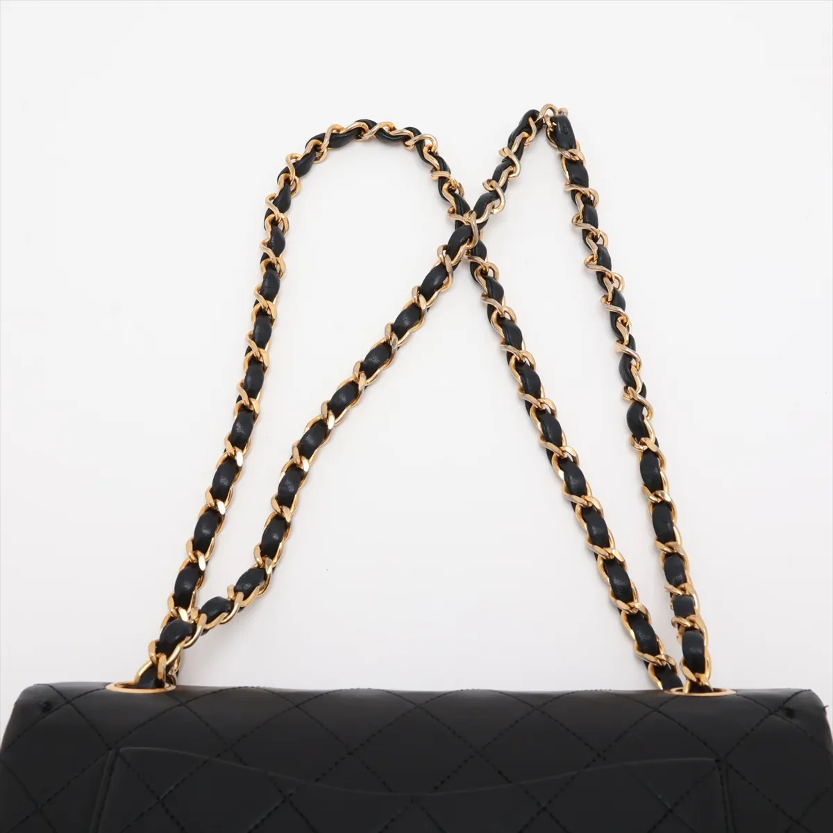 Matelassé 23 Small Lambskin Double Flap Double Chain Bag, Black with Gold Hardware, 0680837 (Serial Number 0-series), No Zipper Pull, A01113 — view 6