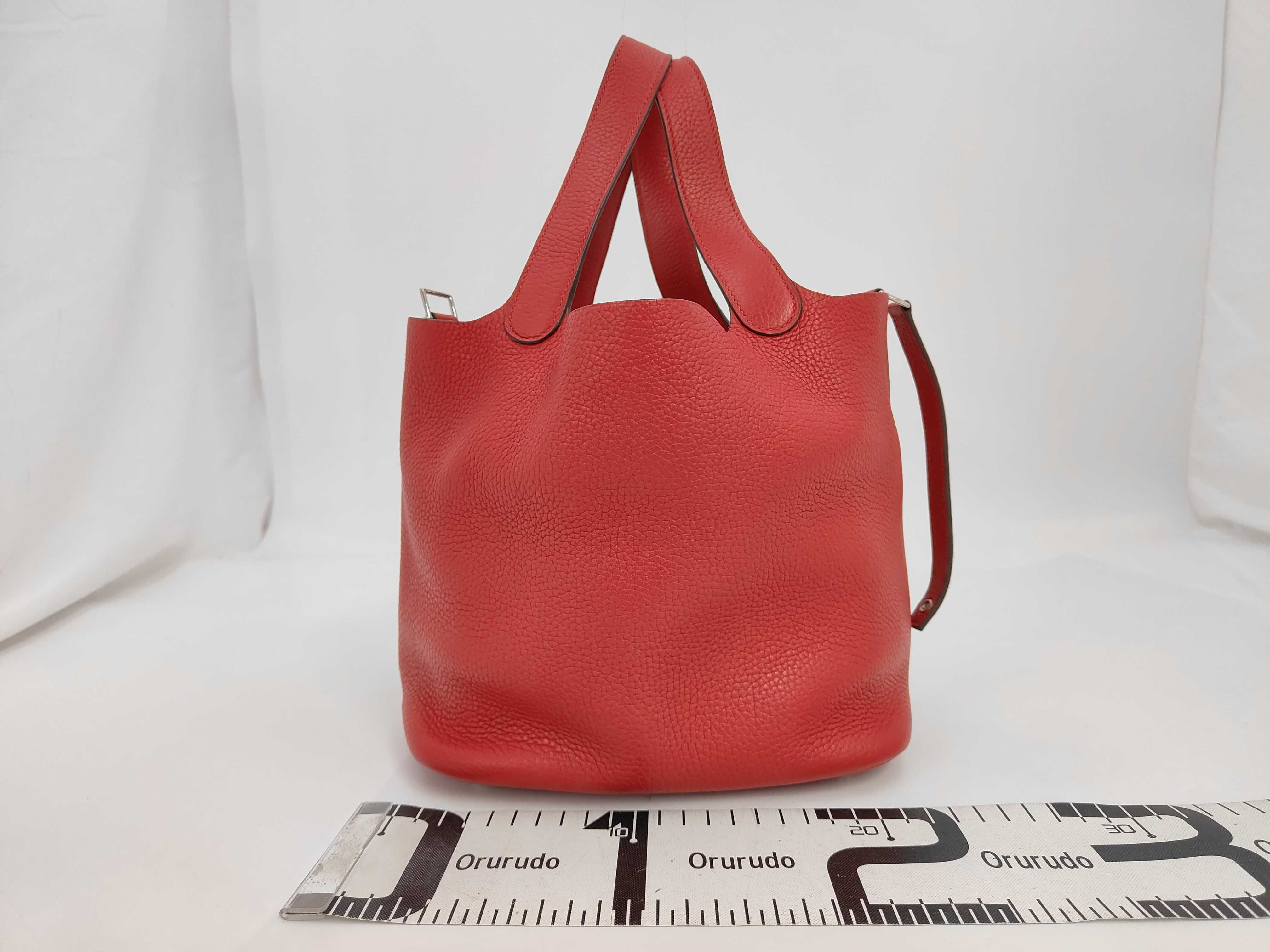 Picotin Lock MM Taurillon Clemence Rouge Casaque C Stamp Handbag — view 2