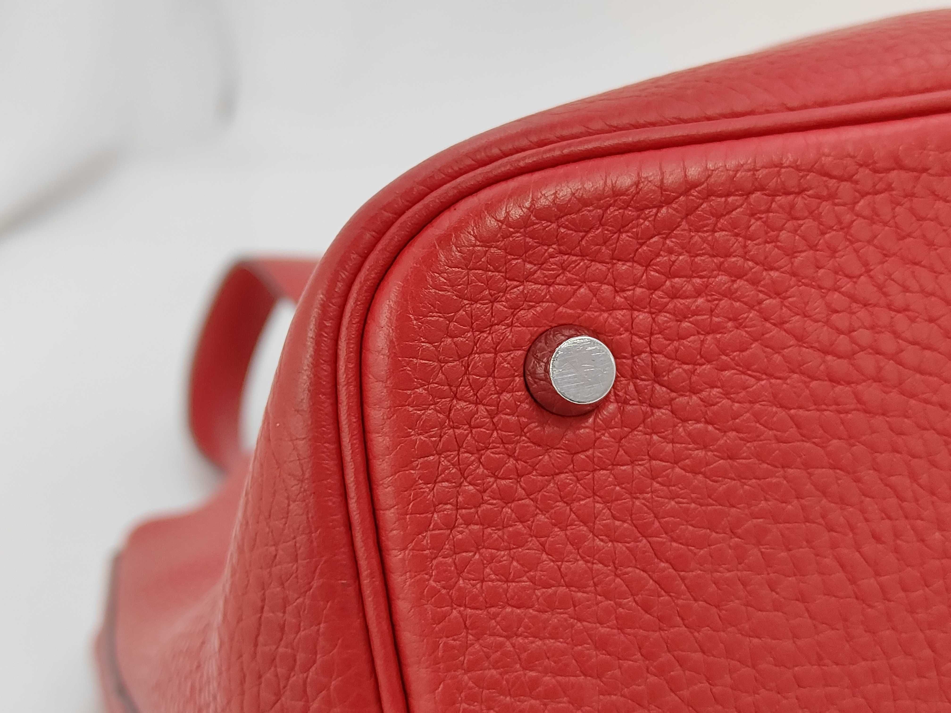 Picotin Lock MM Taurillon Clemence Rouge Casaque C Stamp Handbag — view 6