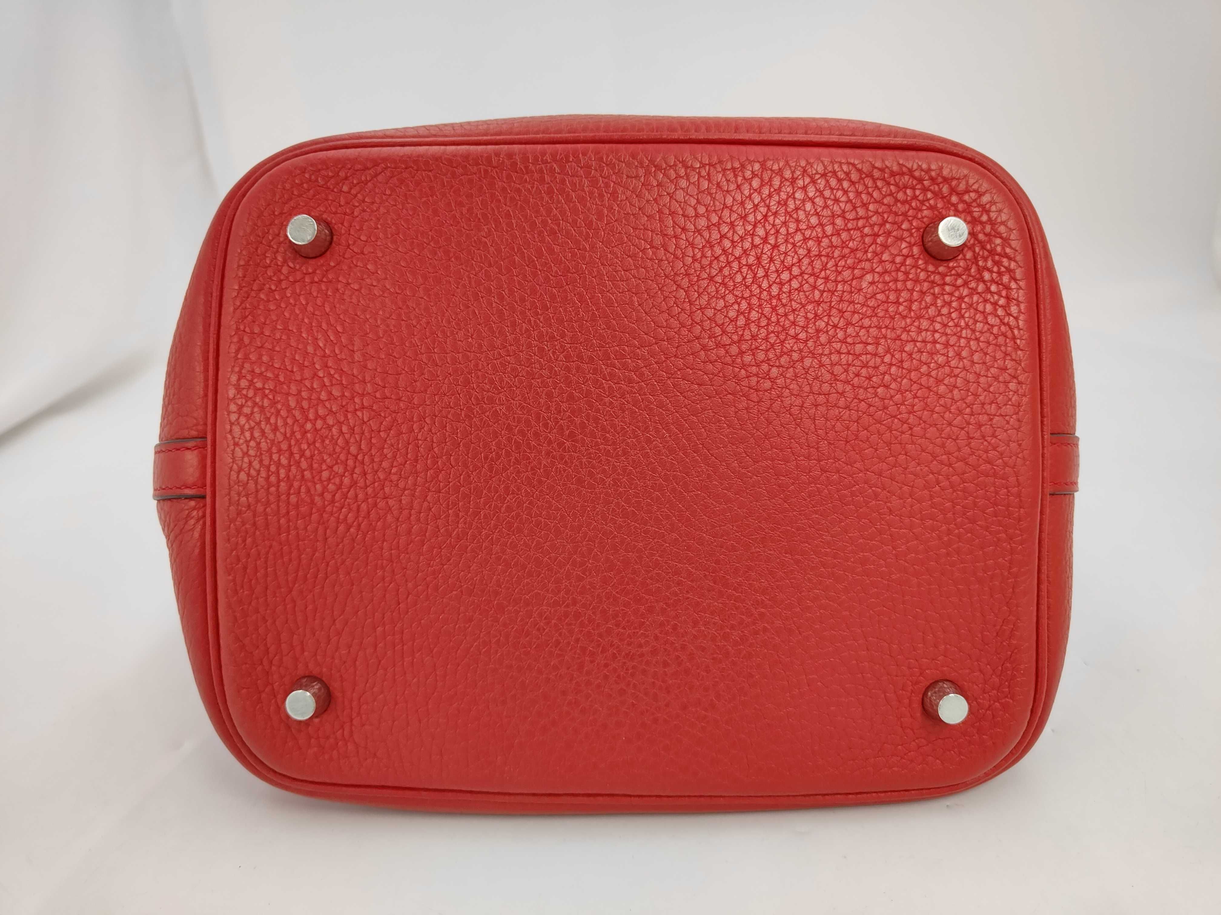 Picotin Lock MM Taurillon Clemence Rouge Casaque C Stamp Handbag — view 7