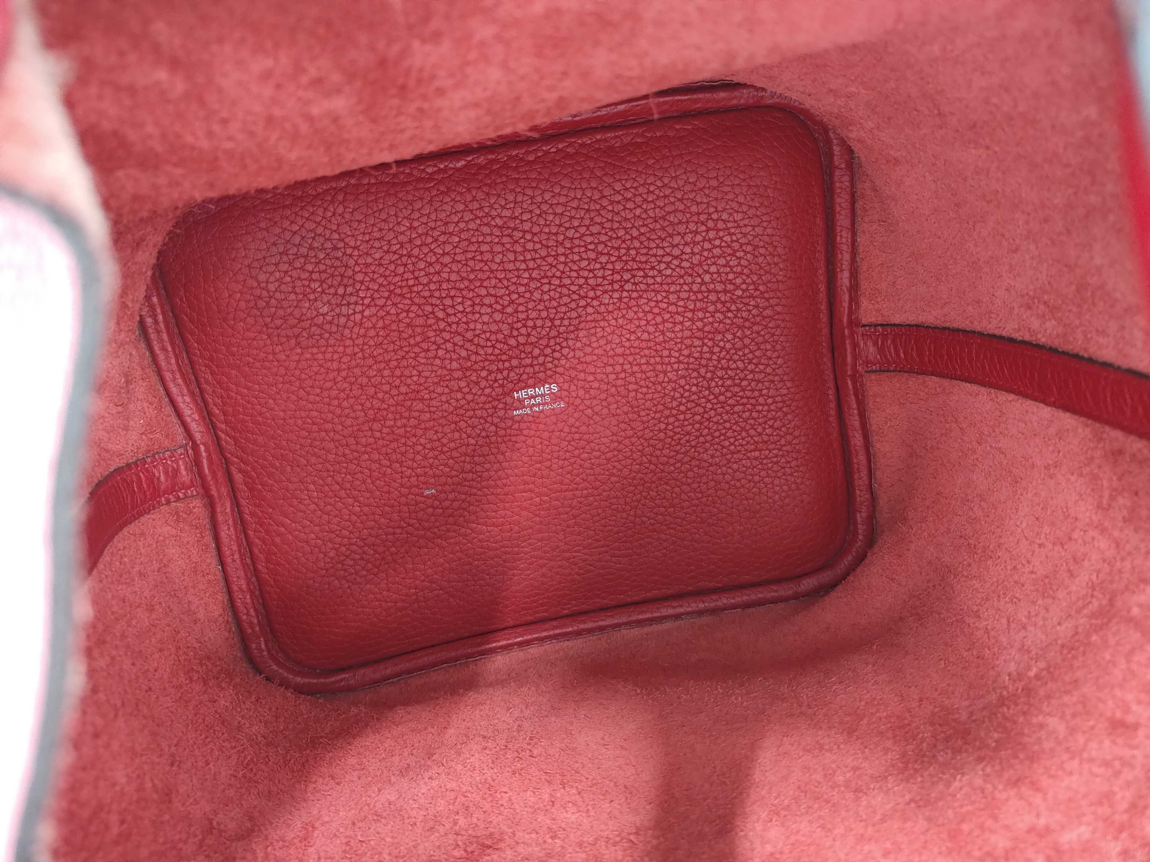 Picotin Lock MM Taurillon Clemence Rouge Casaque C Stamp Handbag — view 9