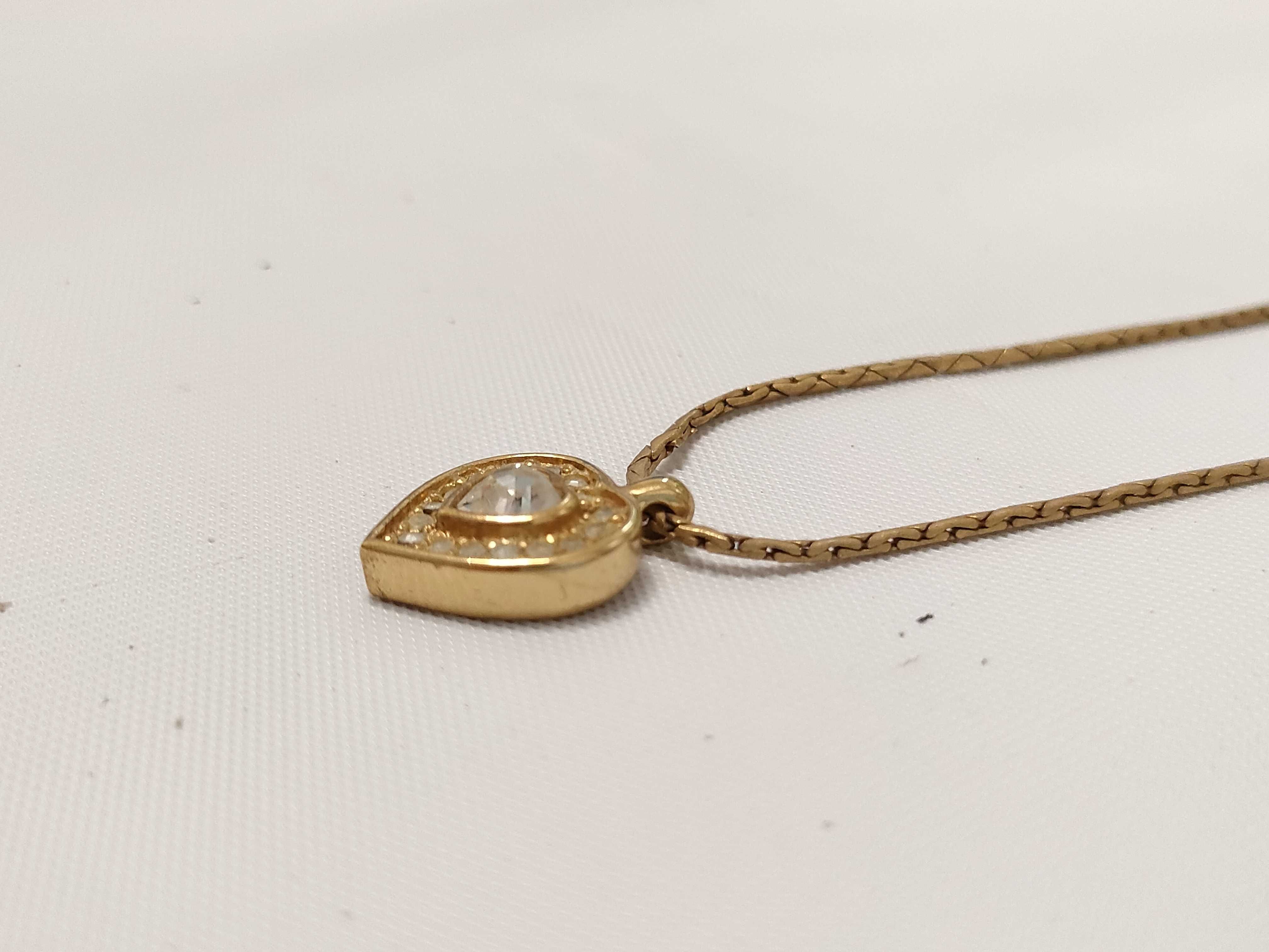 Christian necklace, heart rhinestone gold necklace — view 2