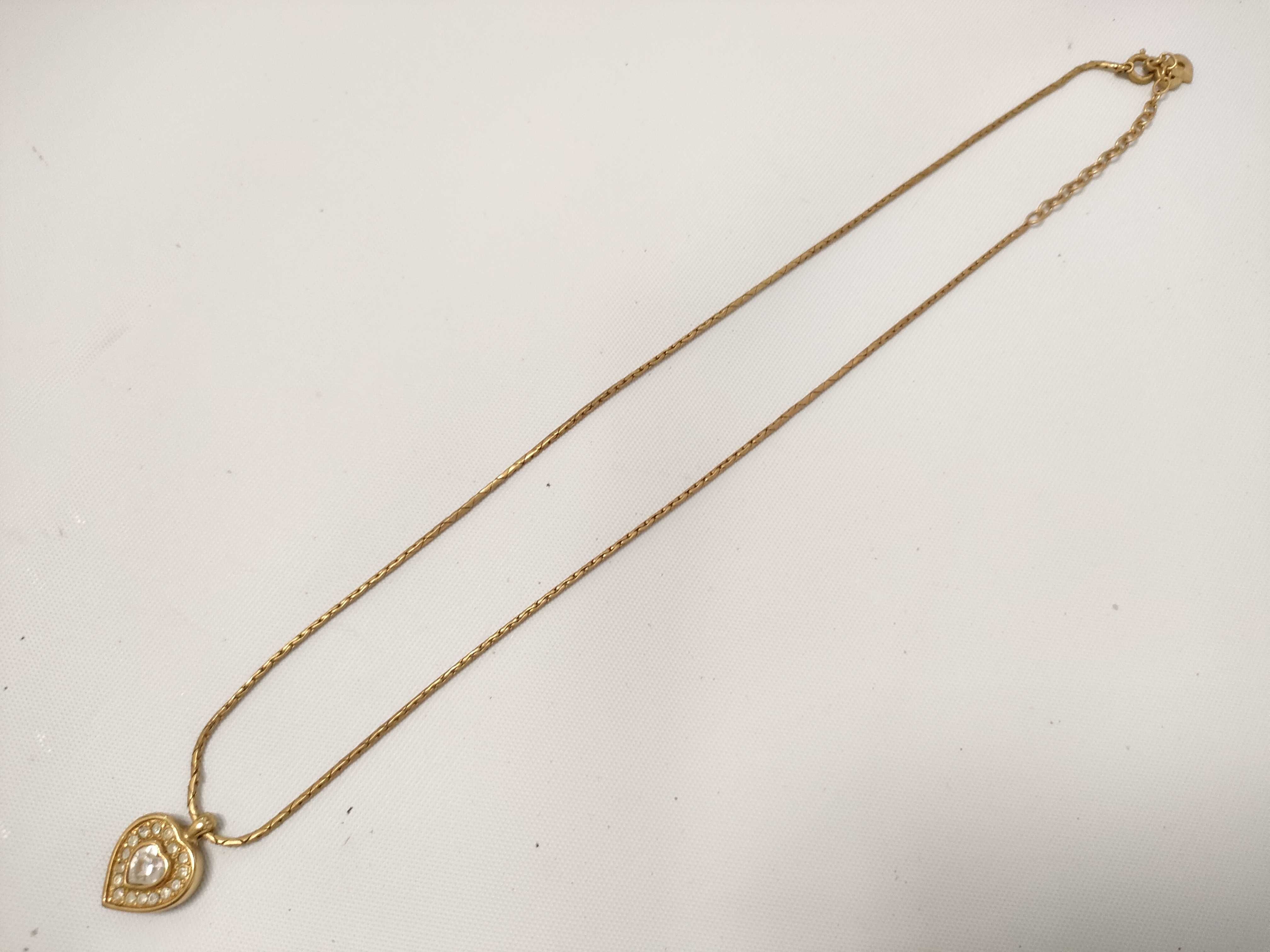 Christian necklace, heart rhinestone gold necklace — view 3
