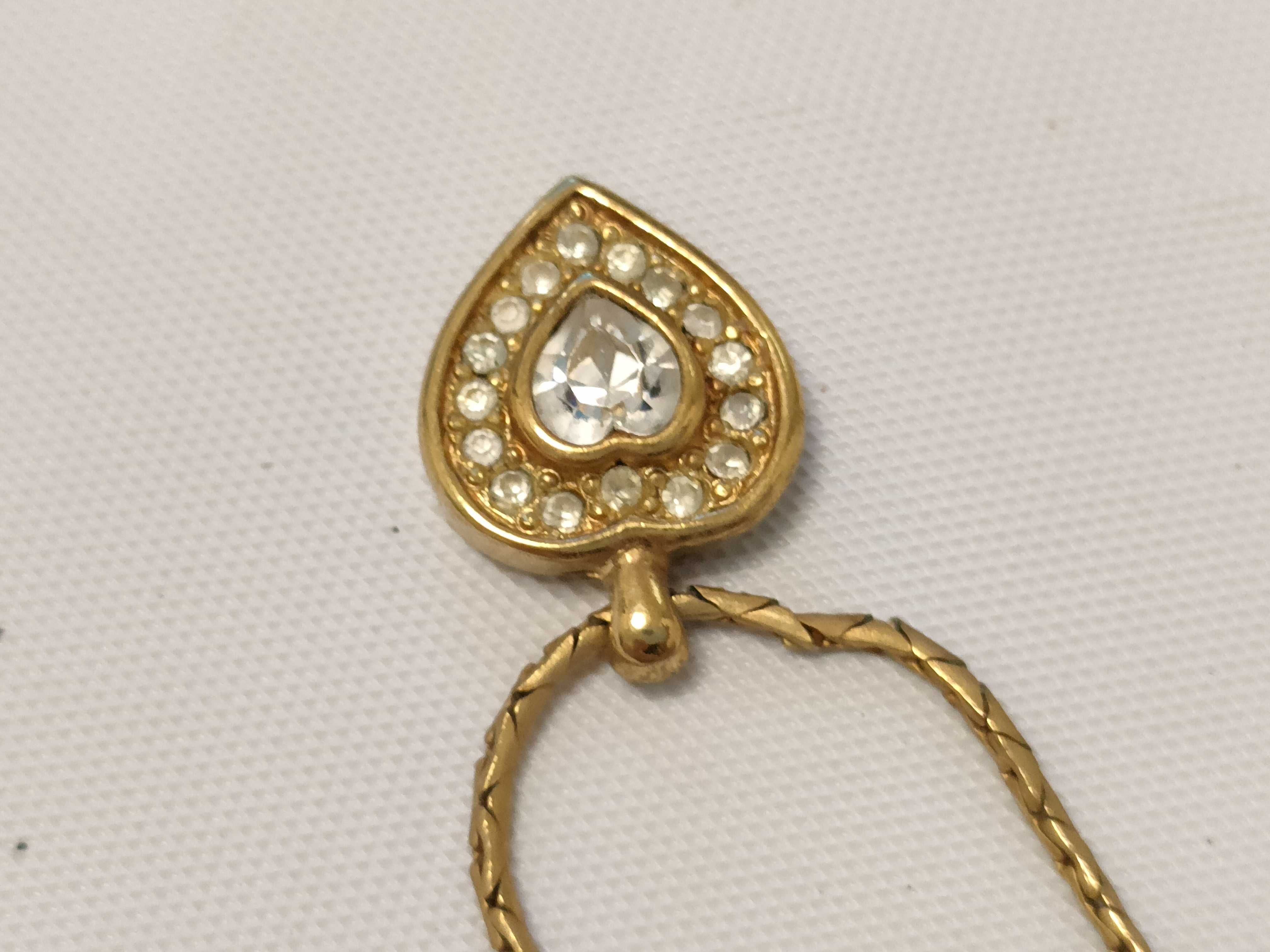 Christian necklace, heart rhinestone gold necklace — view 9