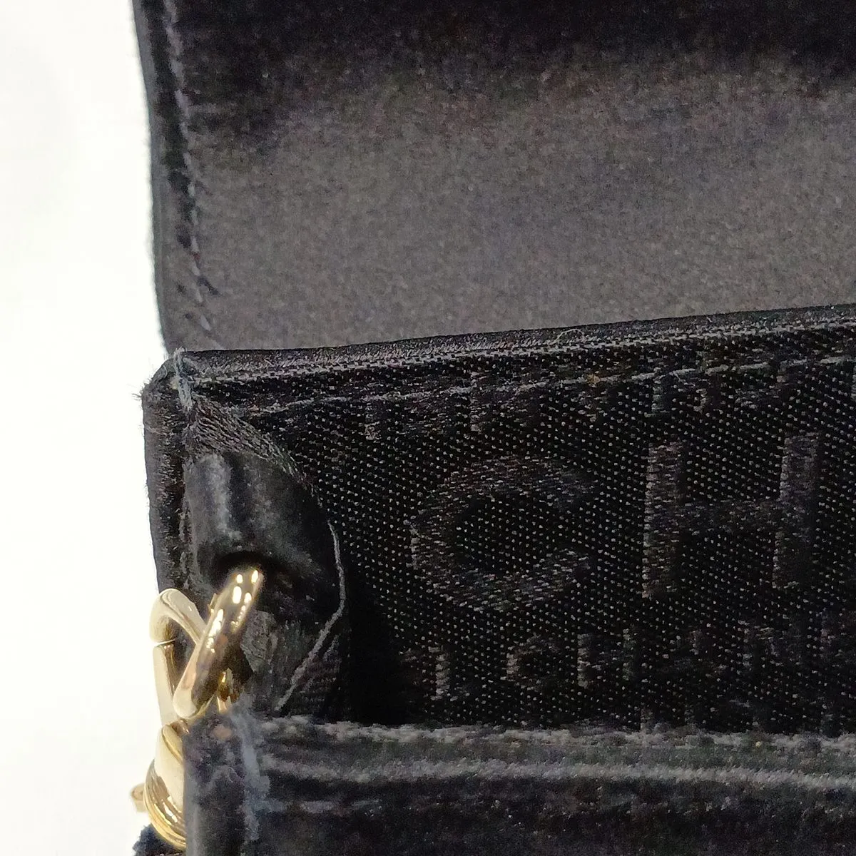 Satin Chain Shoulder Bag, Black with Gold Hardware, 9504476, Series 9 — view 10