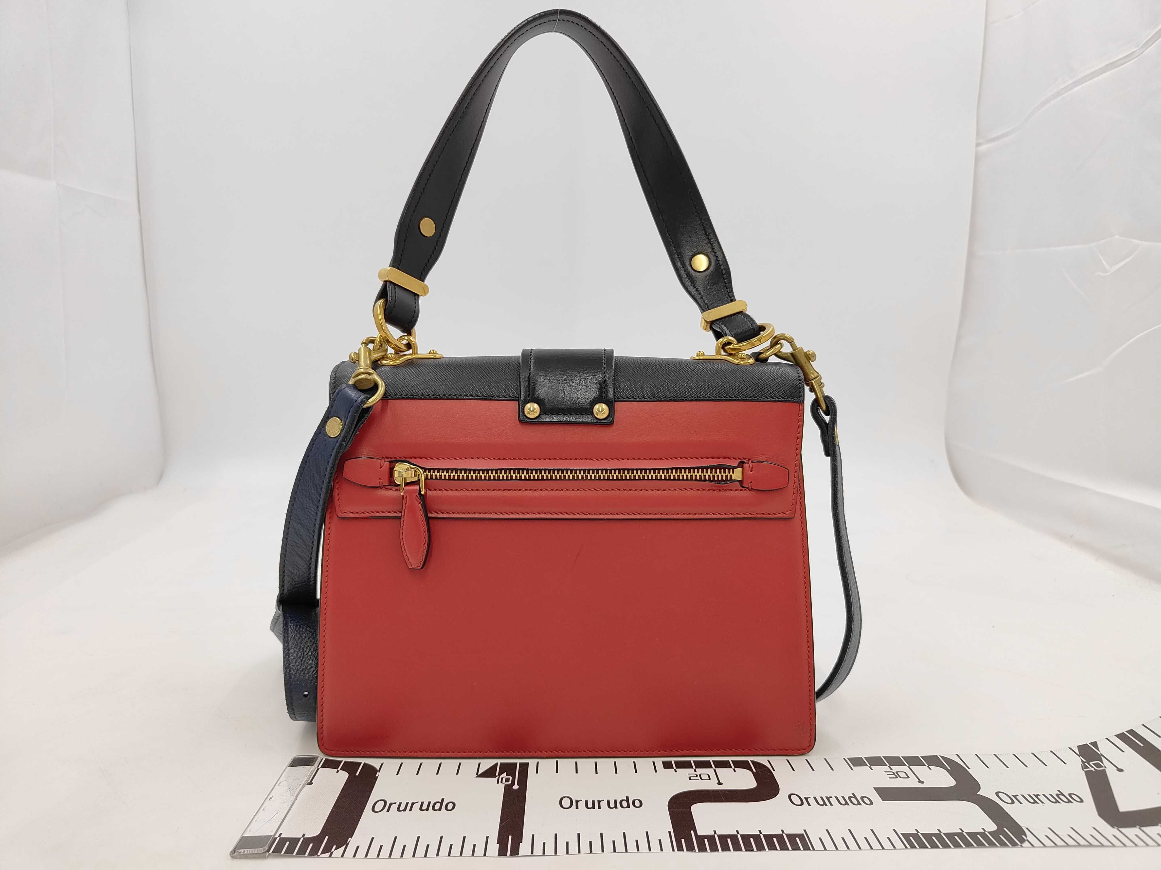 Cahier Shoulder Bag, Leather, Black/Red Handbag — view 2