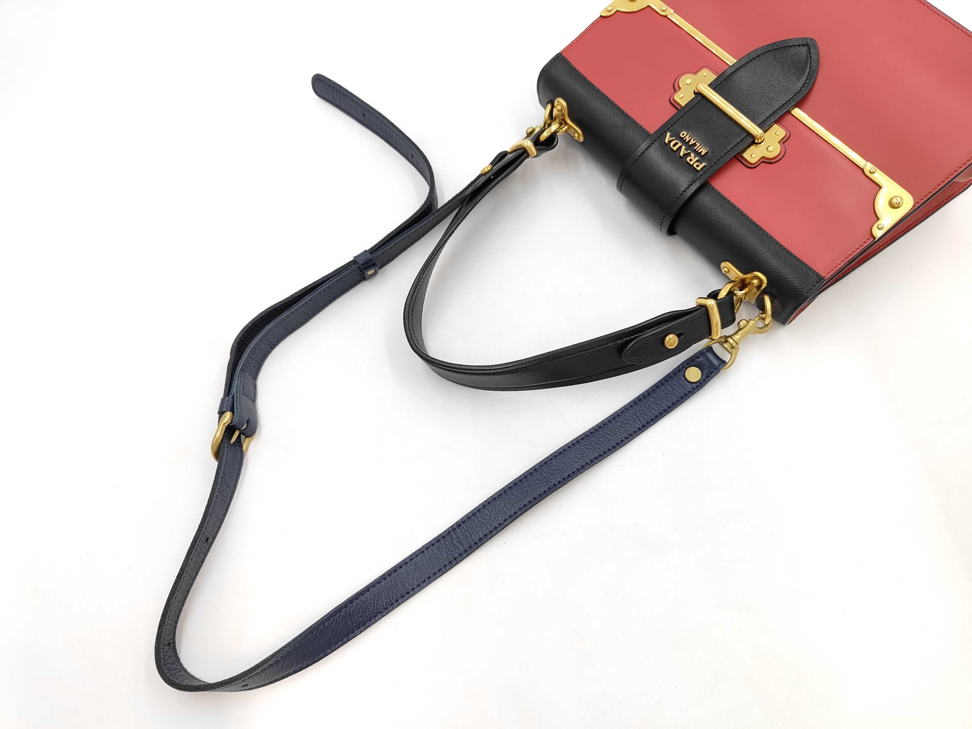 Cahier Shoulder Bag, Leather, Black/Red Handbag — view 5