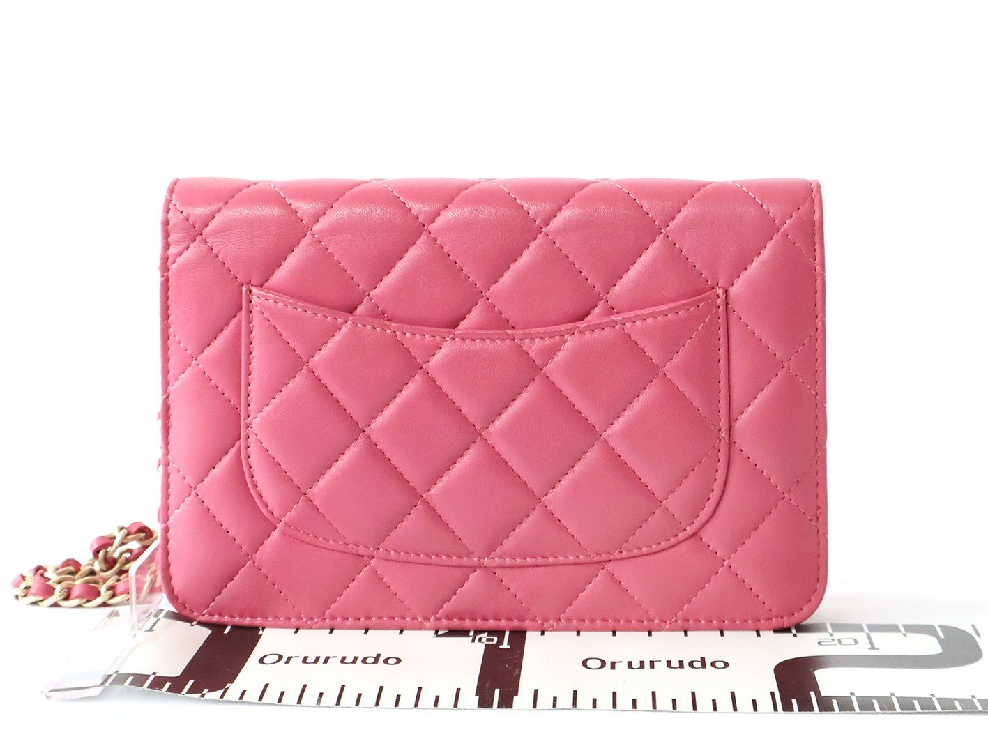 Lambskin Matelassé Chain Wallet Shoulder Bag, Pink — view 2