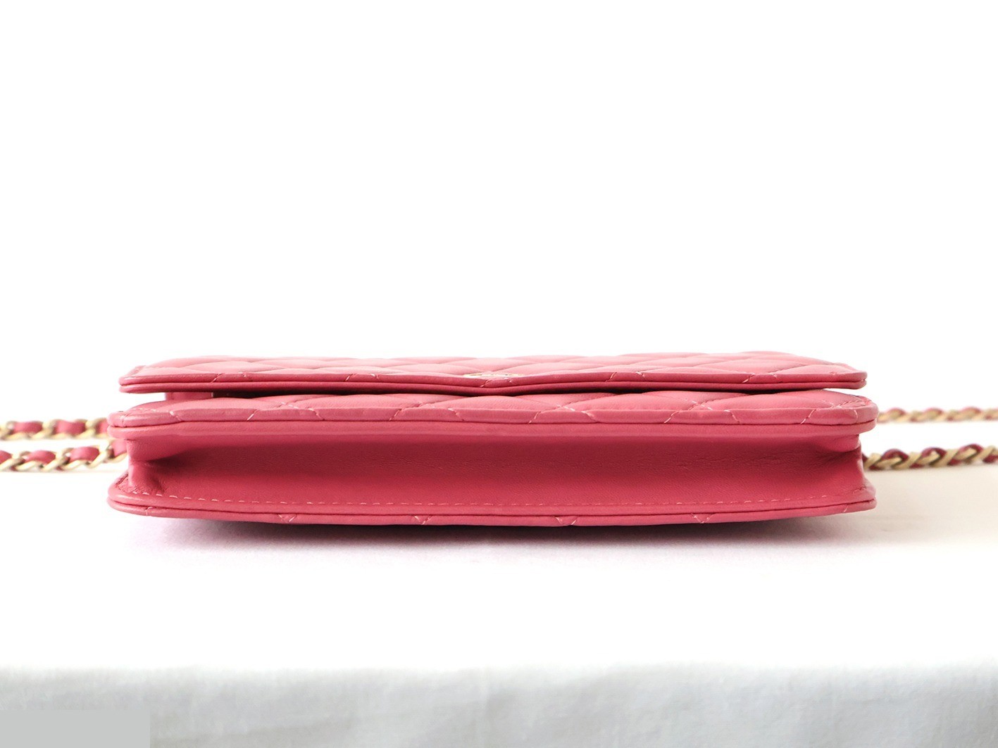 Lambskin Matelassé Chain Wallet Shoulder Bag, Pink — view 5
