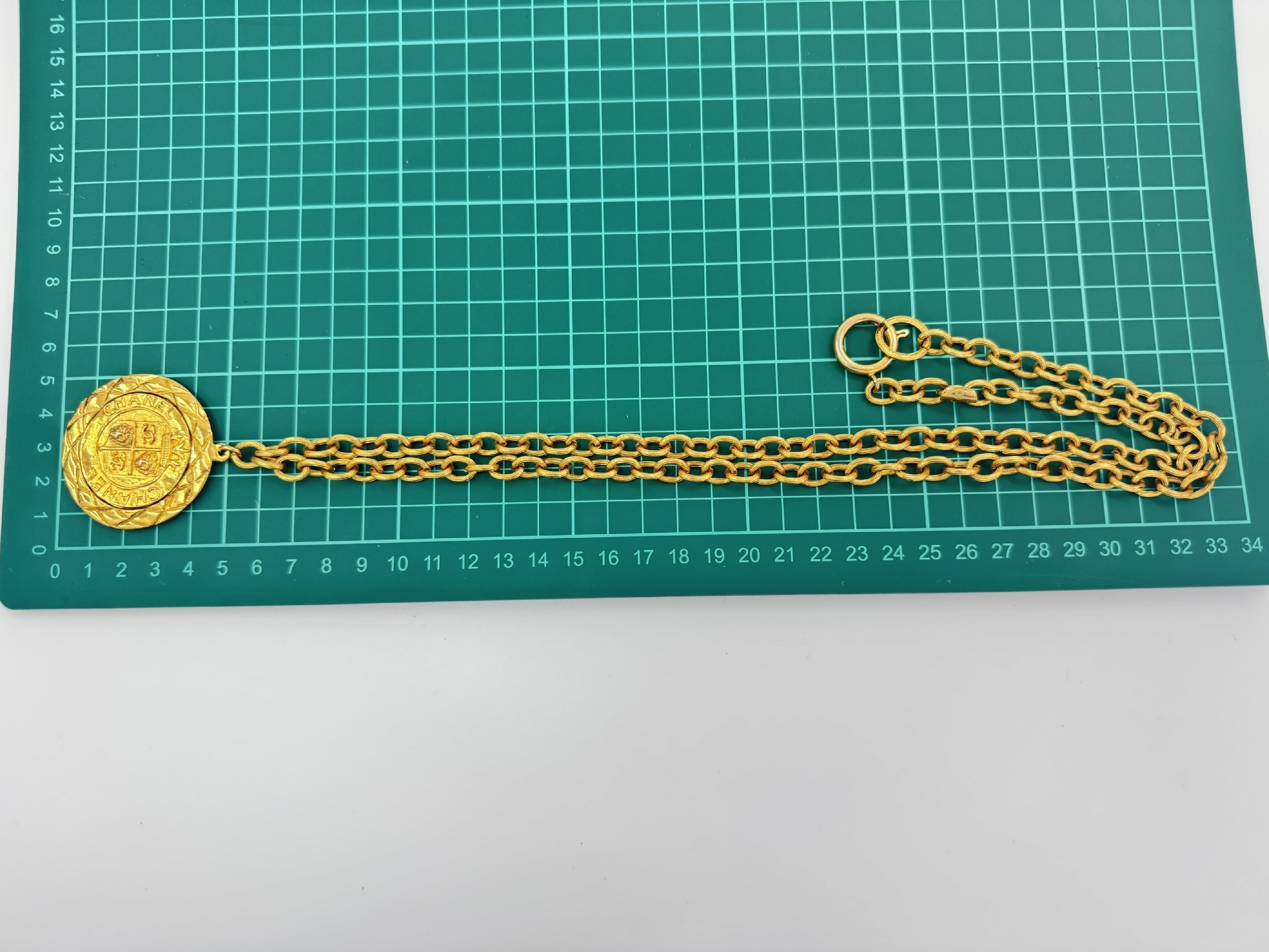 Double Coco Mark Long Necklace Chain Approximately 74cm Engraved Necklace — view 3