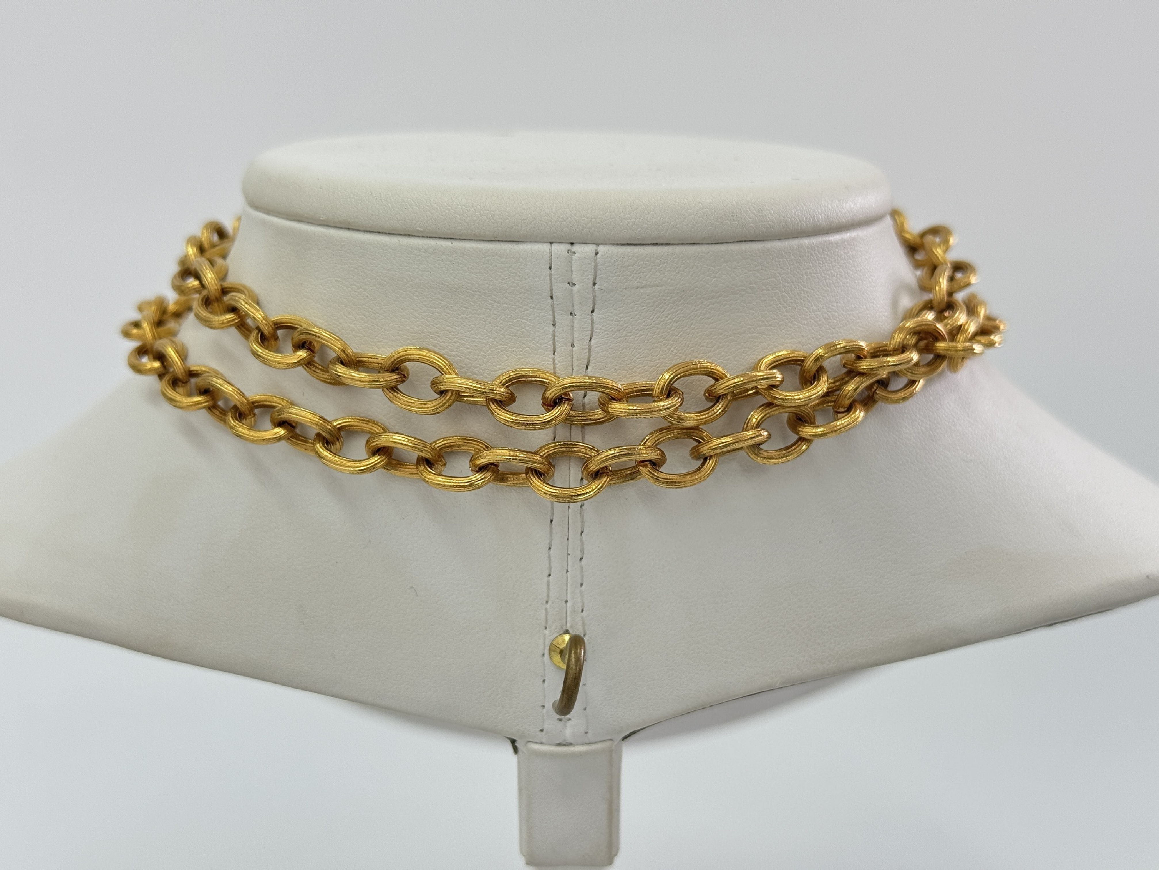 Double Coco Mark Long Necklace Chain Approximately 74cm Engraved Necklace — view 4