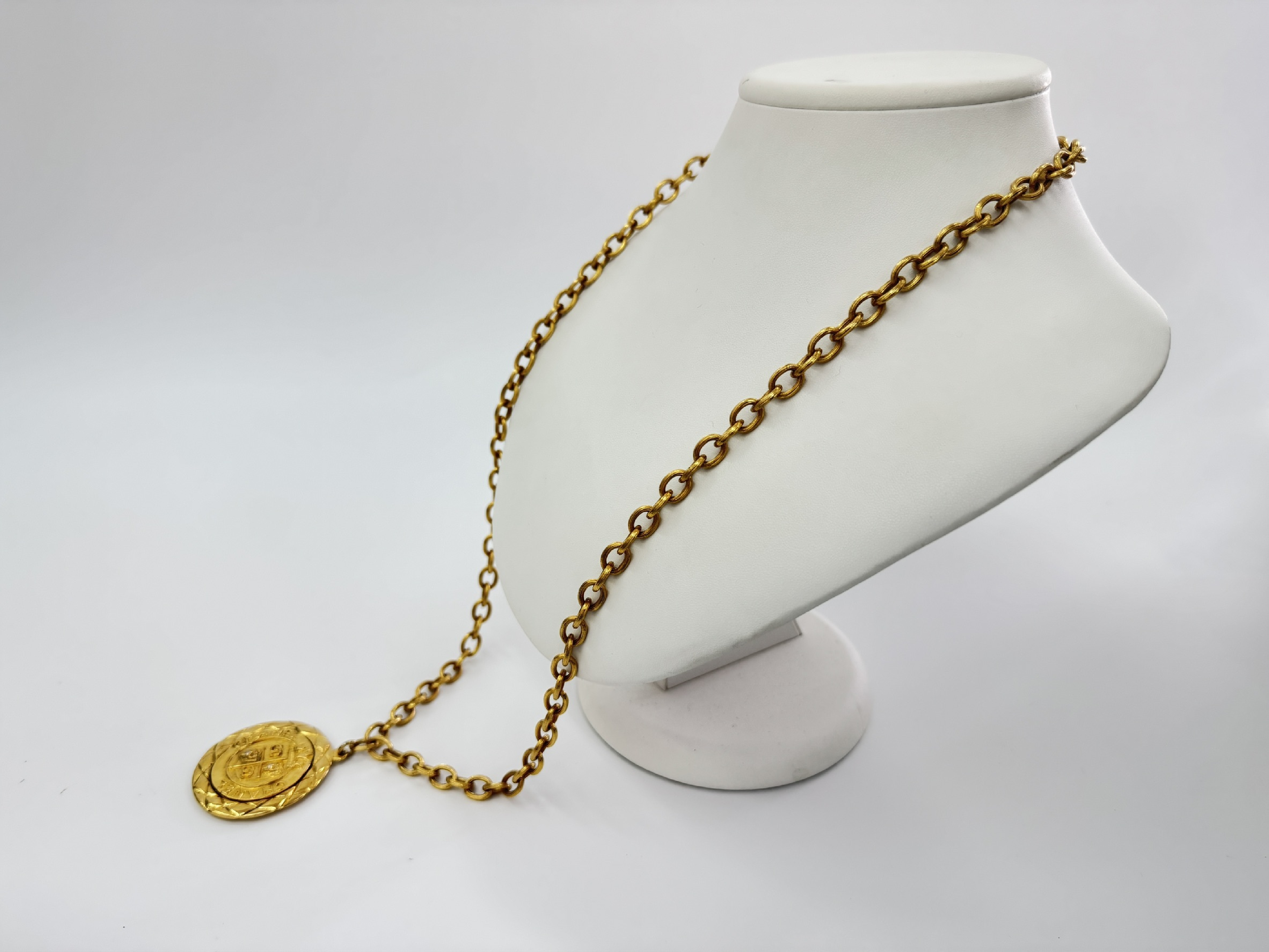 Double Coco Mark Long Necklace Chain Approximately 74cm Engraved Necklace — view 6
