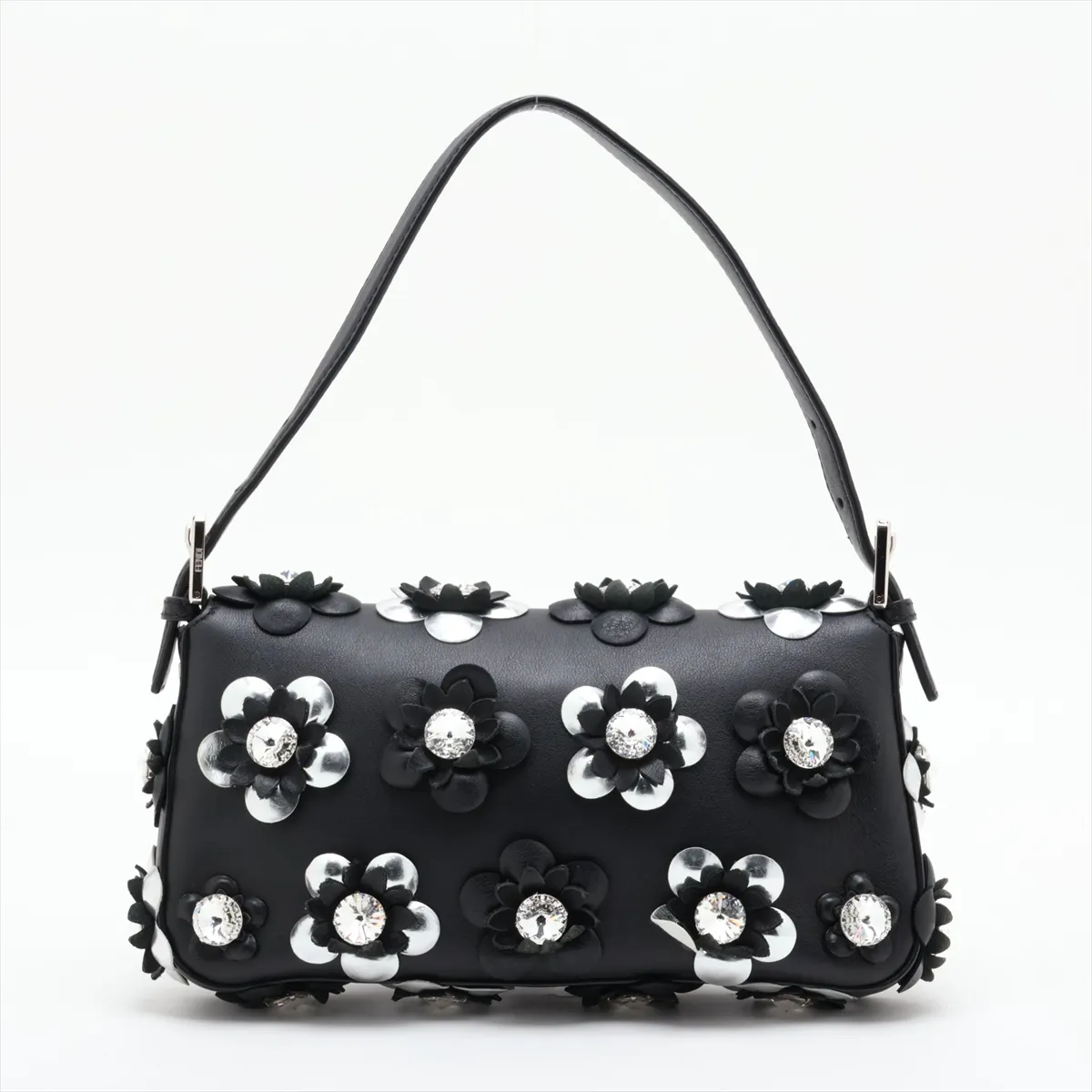 Mamma Bucket 8BR600 Leather x Jewel Shoulder Bag, Black — view 2