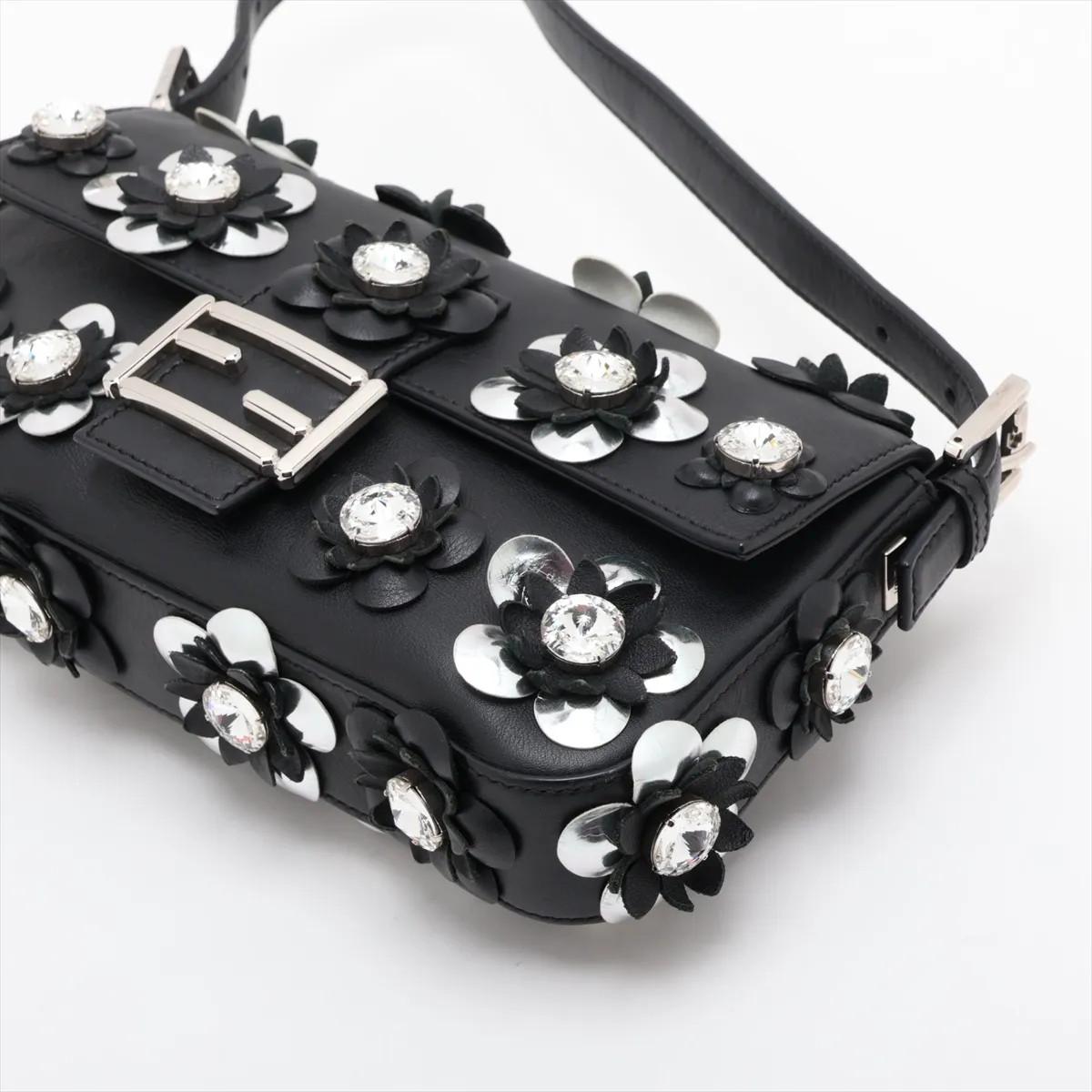 Mamma Bucket 8BR600 Leather x Jewel Shoulder Bag, Black — view 3